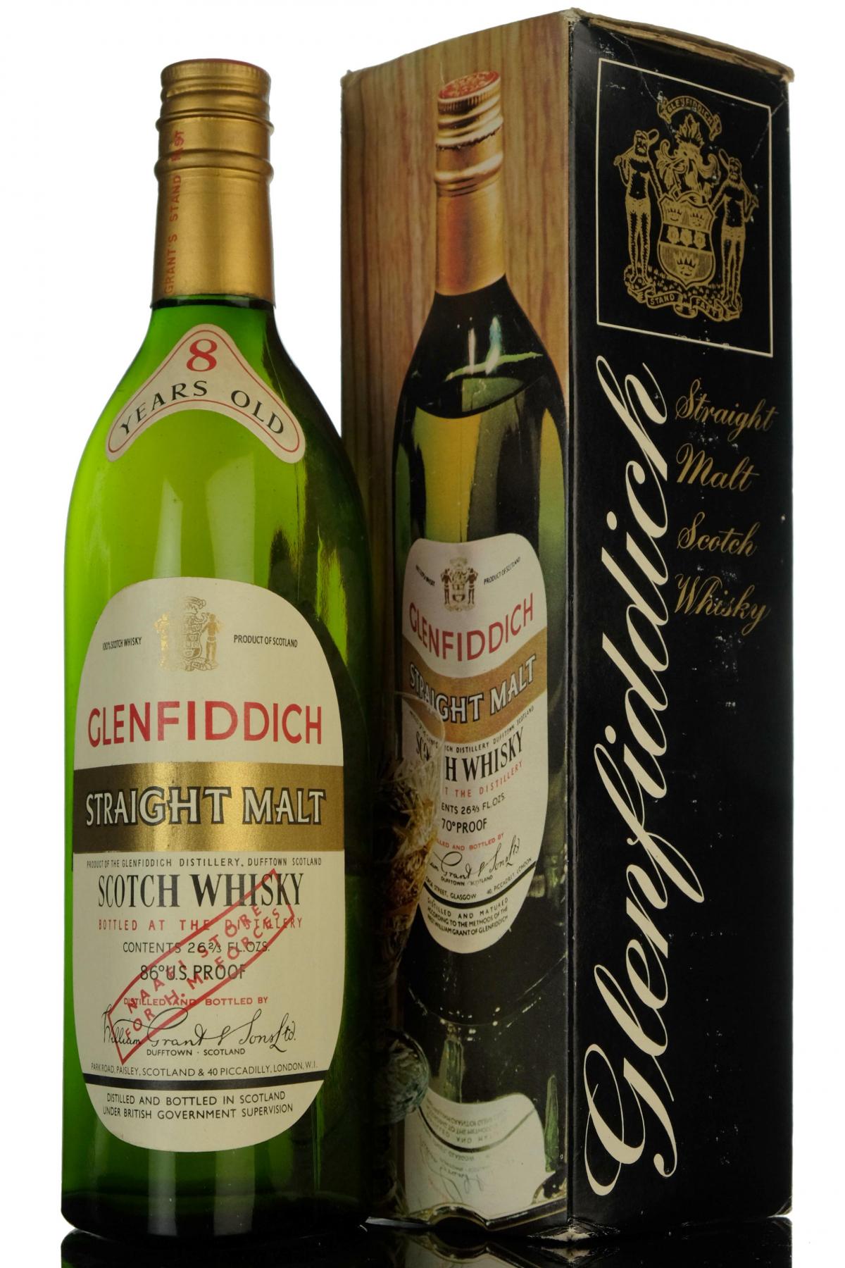 Glenfiddich 8 Year Old - NAAFI Store For H.M Forces - 1960s