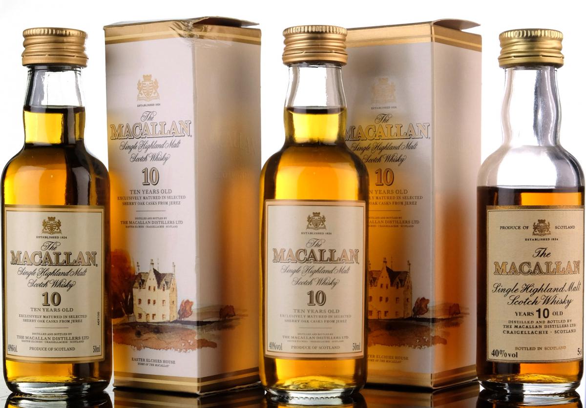 3 x Macallan 10 Year Old Miniature