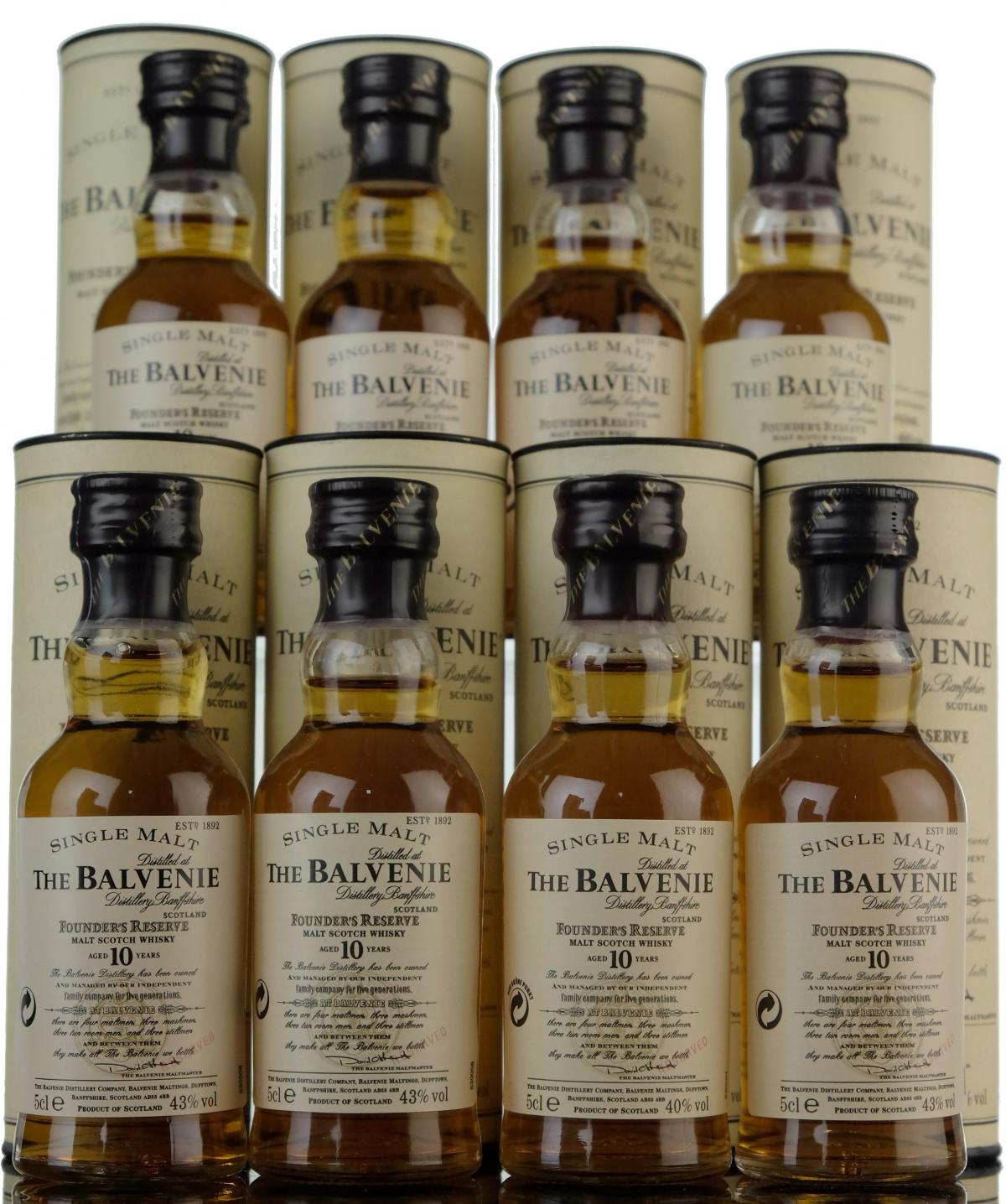 8 x Balvenie 10 Year Old - Founders Reserve Miniatures
