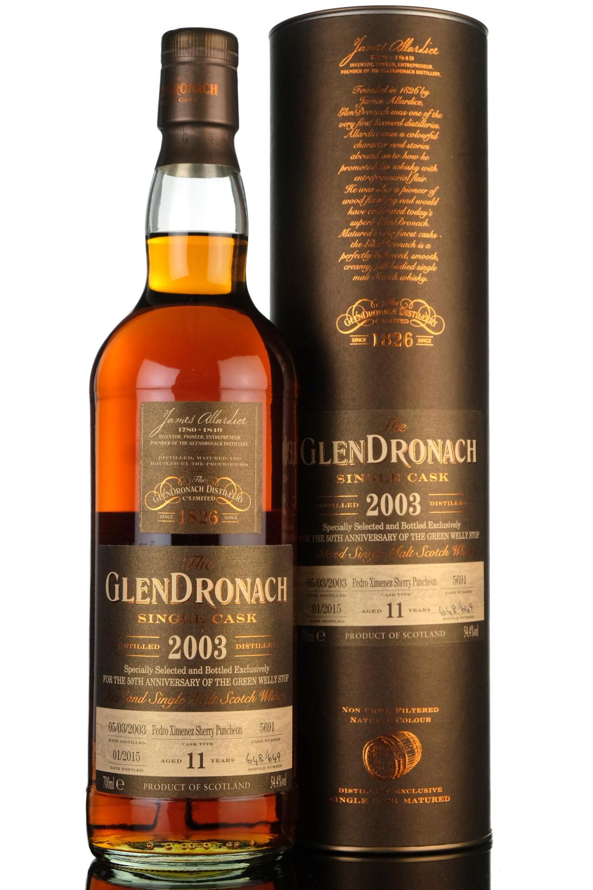 Glendronach 2003-2015 - 11 Year Old - Single Cask 5691 - Green Welly Stop