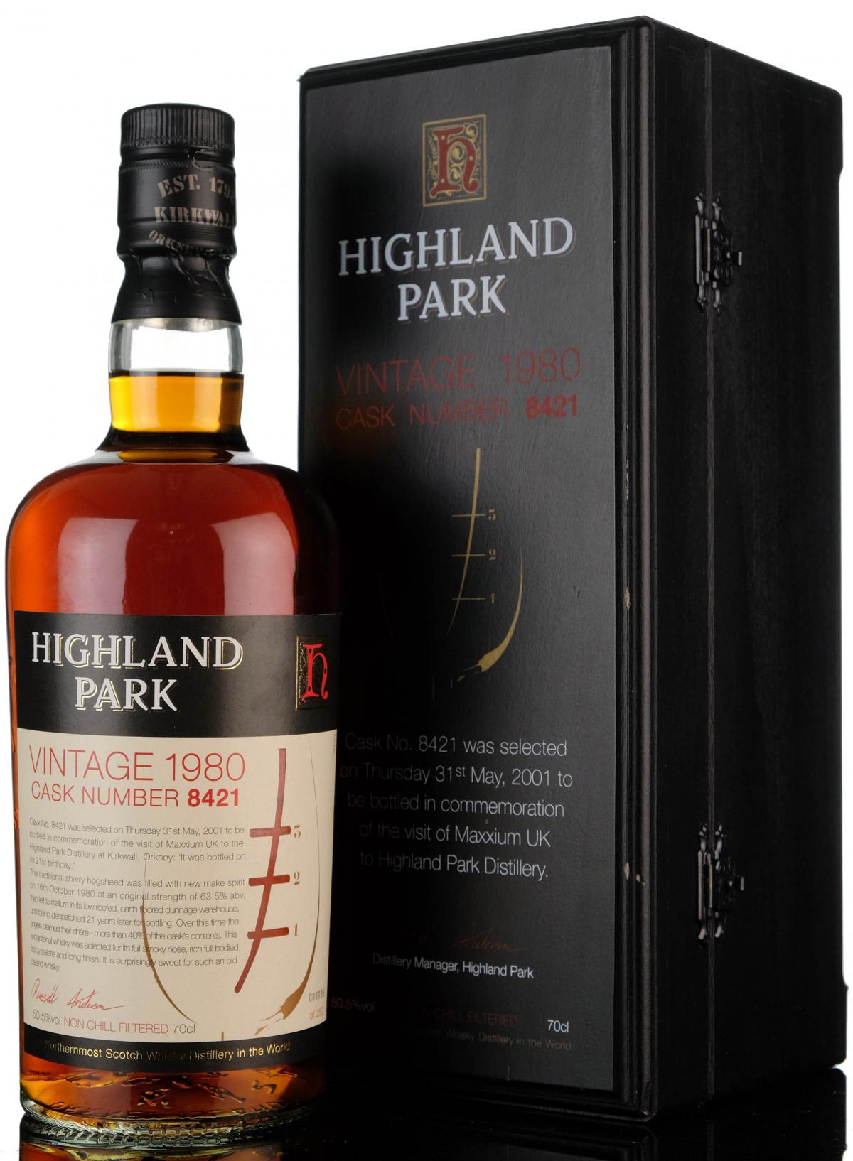 Highland Park 1980-2001 - 21 Year Old - Single Cask 8421 - Maxxium UK Visit Exclusive