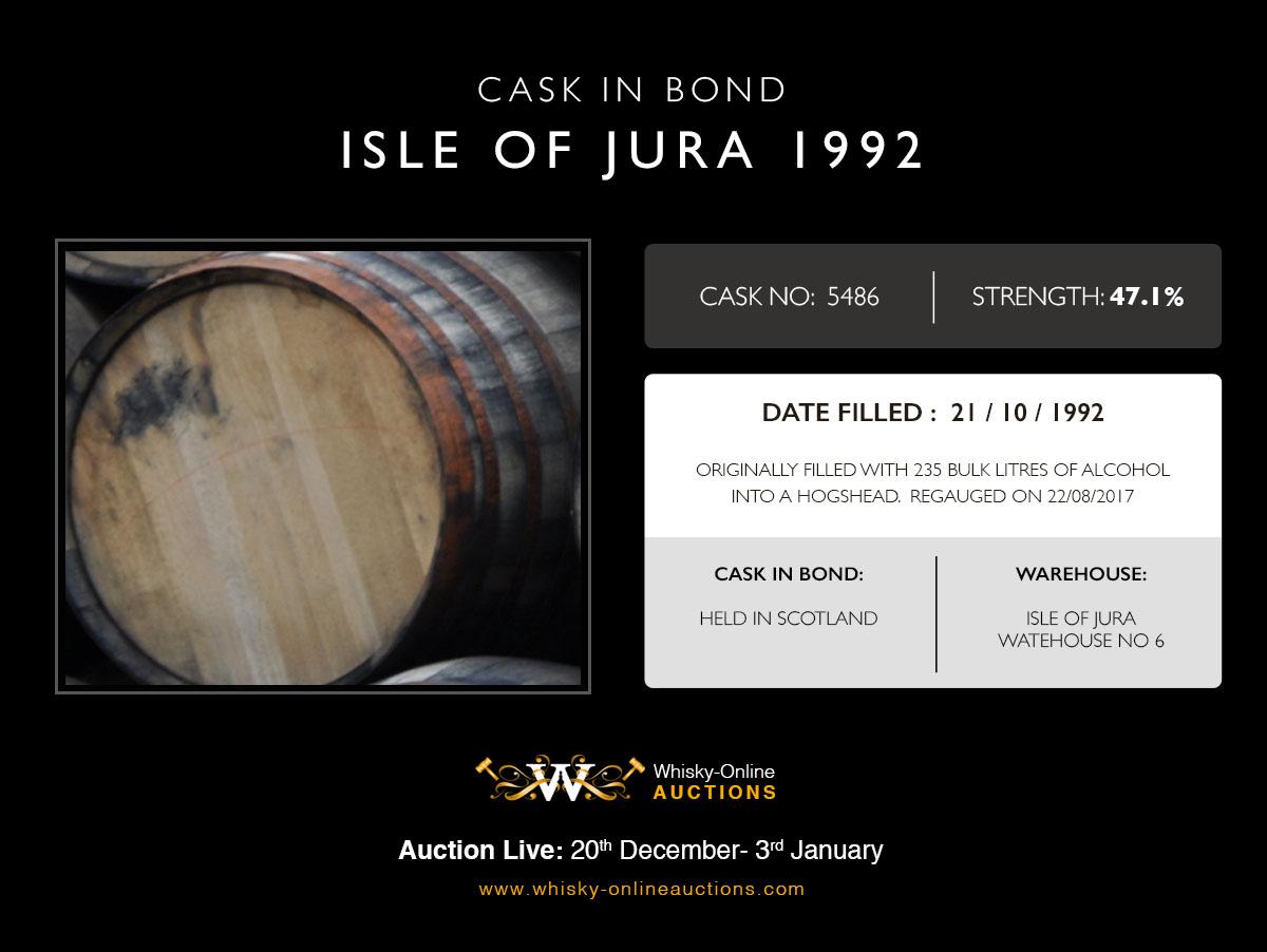 1 Hogshead Of Isle Of Jura 1992 - Cask 5486 - Held In Bond