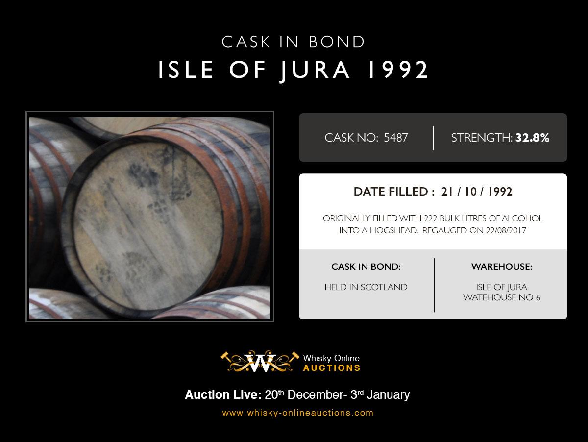 1 Hogshead Of Isle Of Jura 1992 - Cask 5487 - Held In Bond