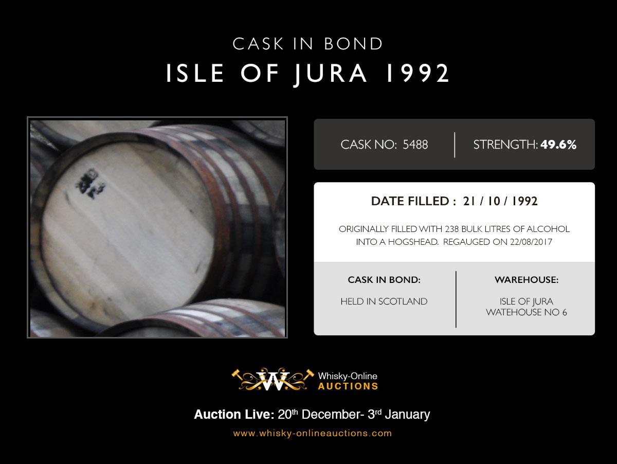 1 Hogshead Of Isle Of Jura 1992 - Cask 5488 - Held In Bond