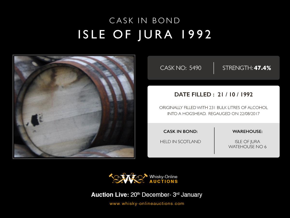 1 Hogshead Of Isle Of Jura 1992 - Cask 5490 - Held In Bond