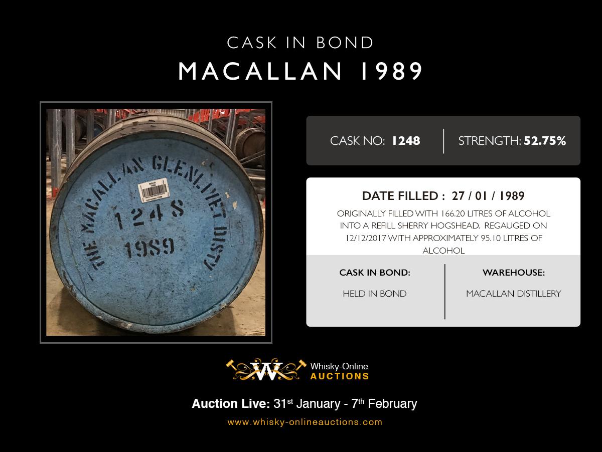 1 Sherry Hogshead Of Macallan 1989 - Cask 1248 - Held In Bond