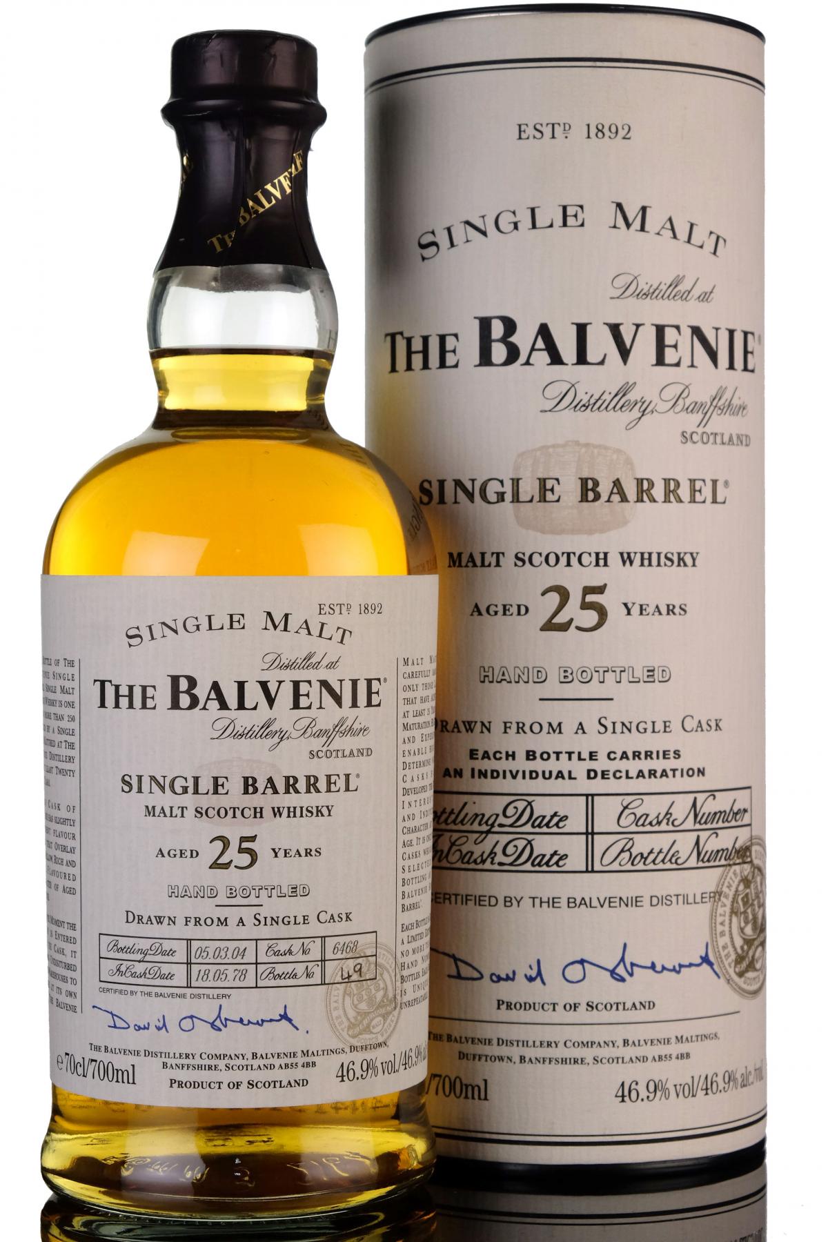 Balvenie 1978-2004 - 25 Year Old - Single Barrel
