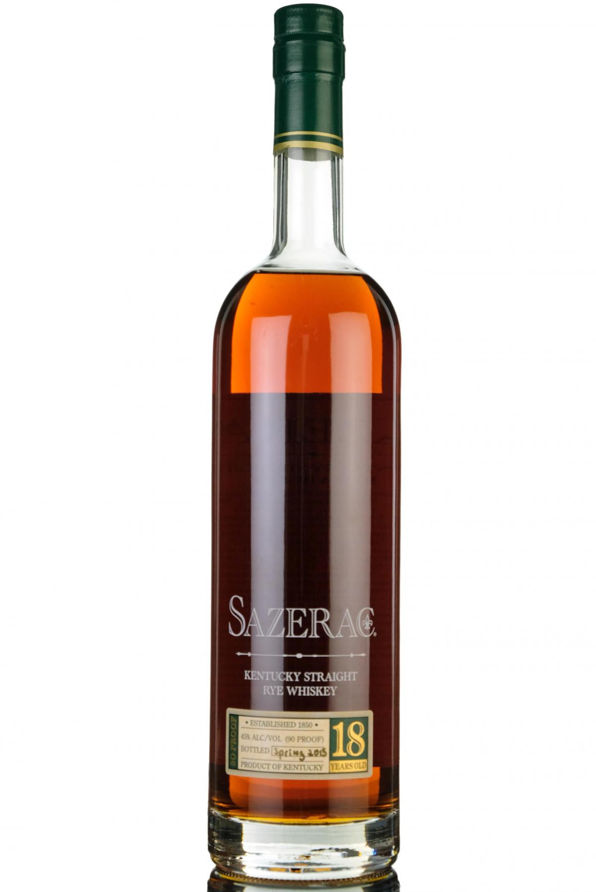 Sazerac 18 Year Old - Spring 2015 - Kentucky Straight Rye Whiskey