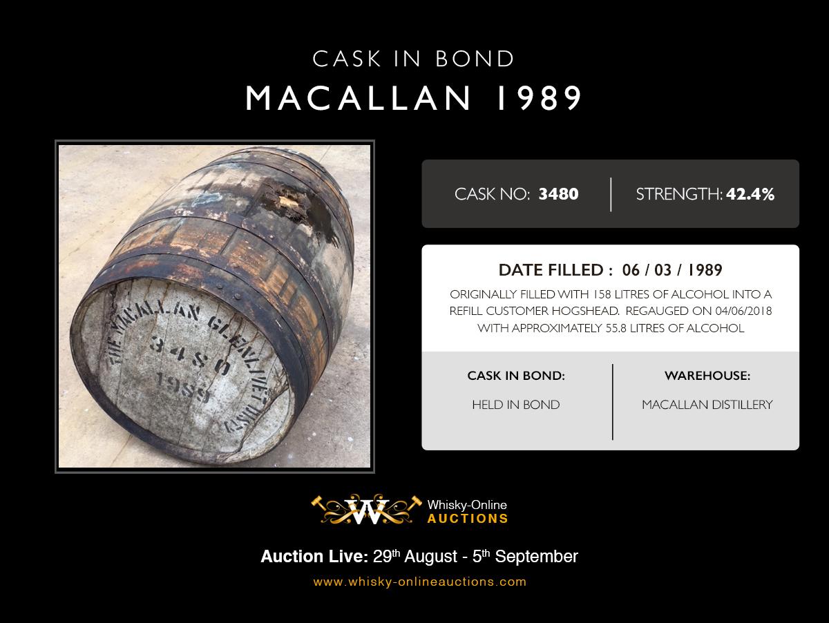 1 Refill Customer Hogshead Of Macallan 1989 - Cask 3480 - Held In Bond