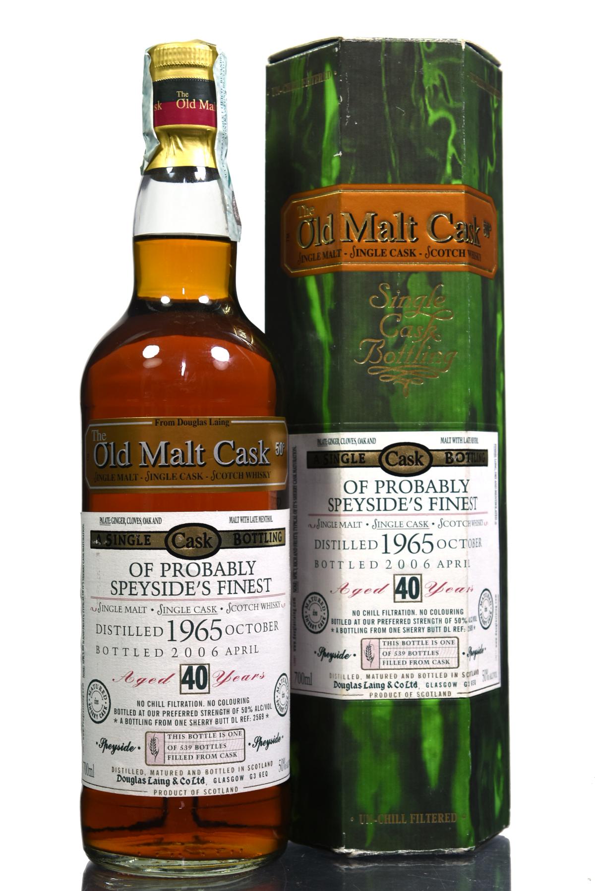 Probably Speysides Finest 1965-2006 - 40 Year Old - Douglas Laing - Old Malt Cask