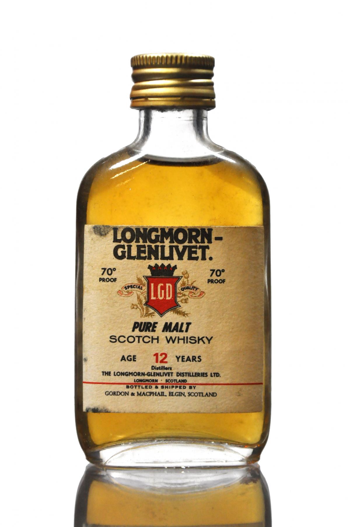 Longmorn-Glenlivet 12 Year Old - 70 Proof - Gordon & MacPhail Miniature