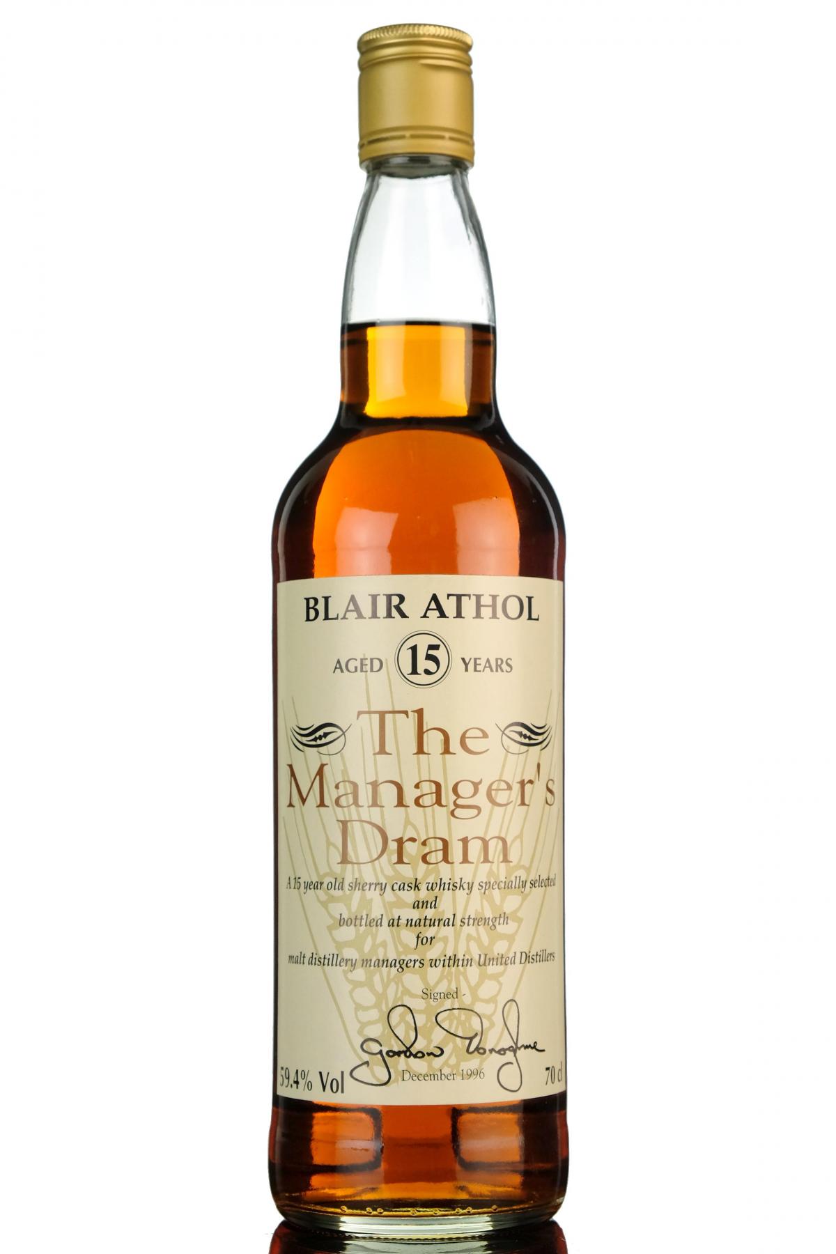 Blair Athol 15 Year Old - Managers Dram 1996