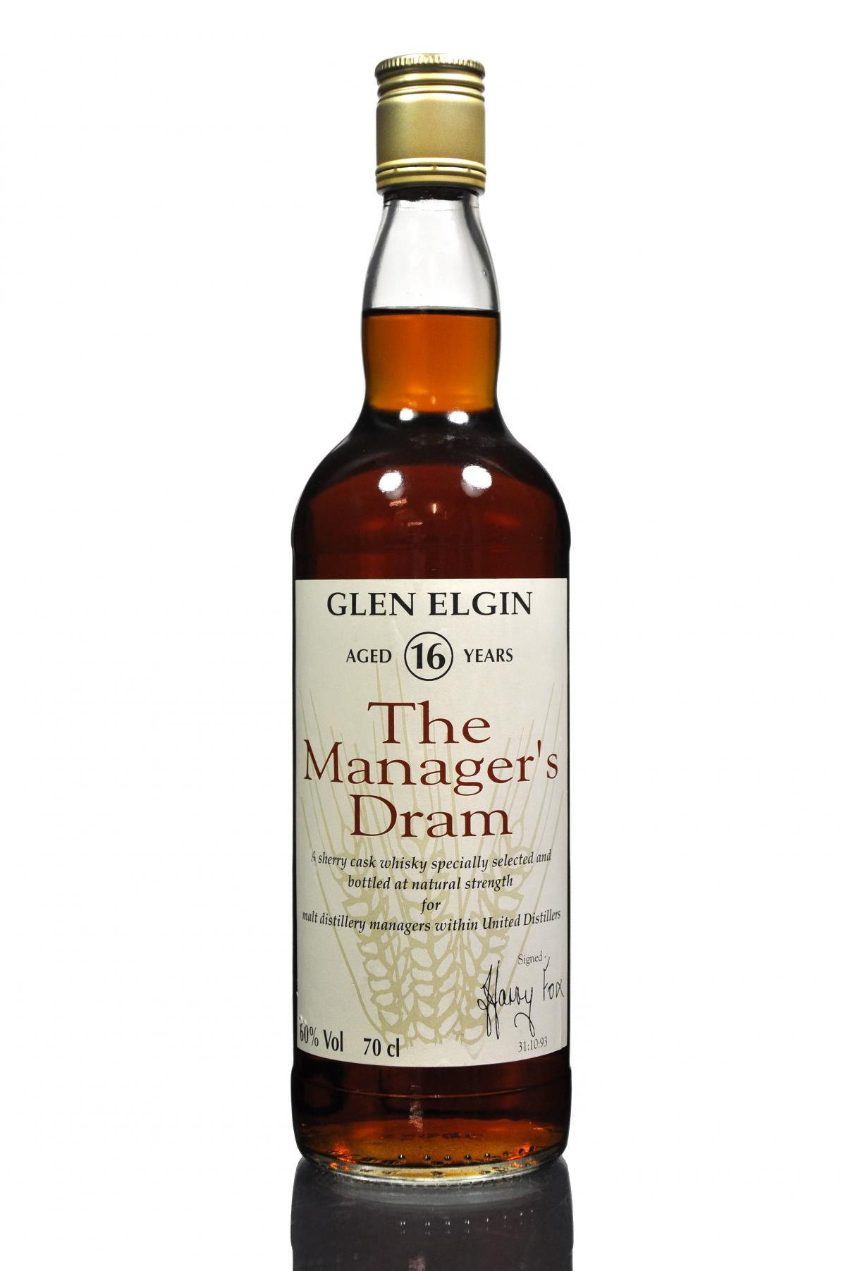 Glen Elgin 16 Year Old - Managers Dram 1993