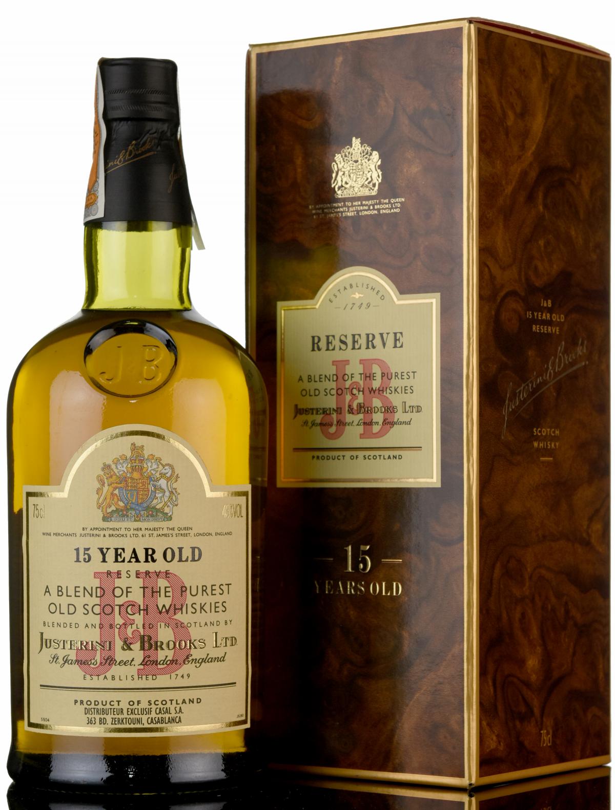 J&B 15 Year Old - Reserve - 1980s