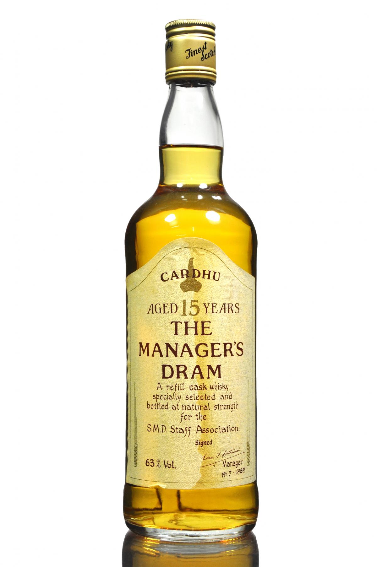 Cardhu 15 Year Old - Managers Dram 1989