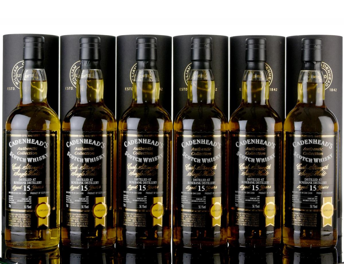 6 x Rosebank 1989-2005 - 15 Year Old - Cadenheads Authentic Collection