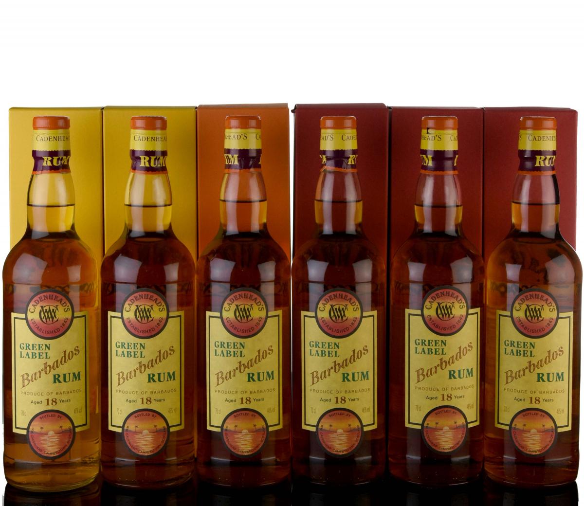 6 x Barbados 18 Year Old - Green Label - Cadenheads Rum