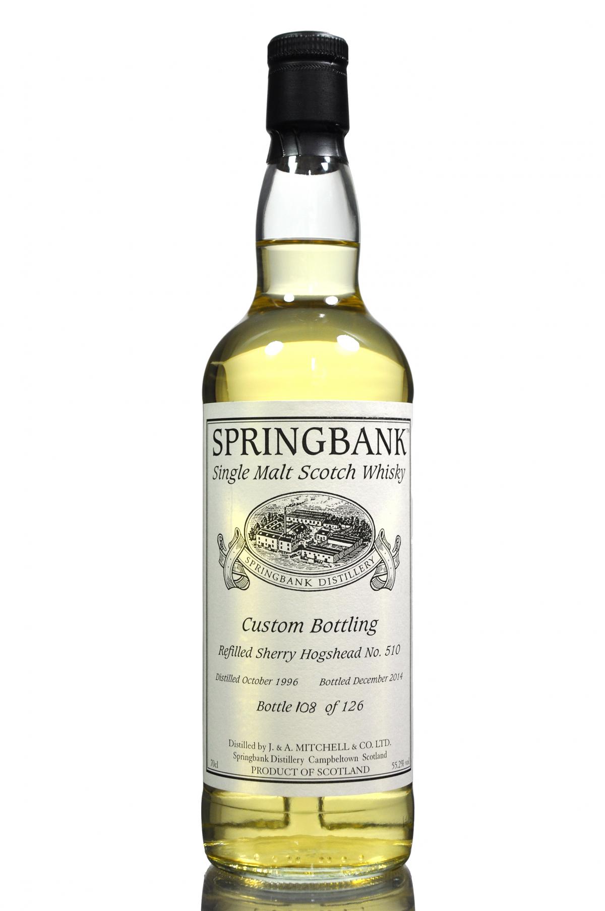 Springbank 1996-2014 - Custom Private Bottling - Single Cask 510