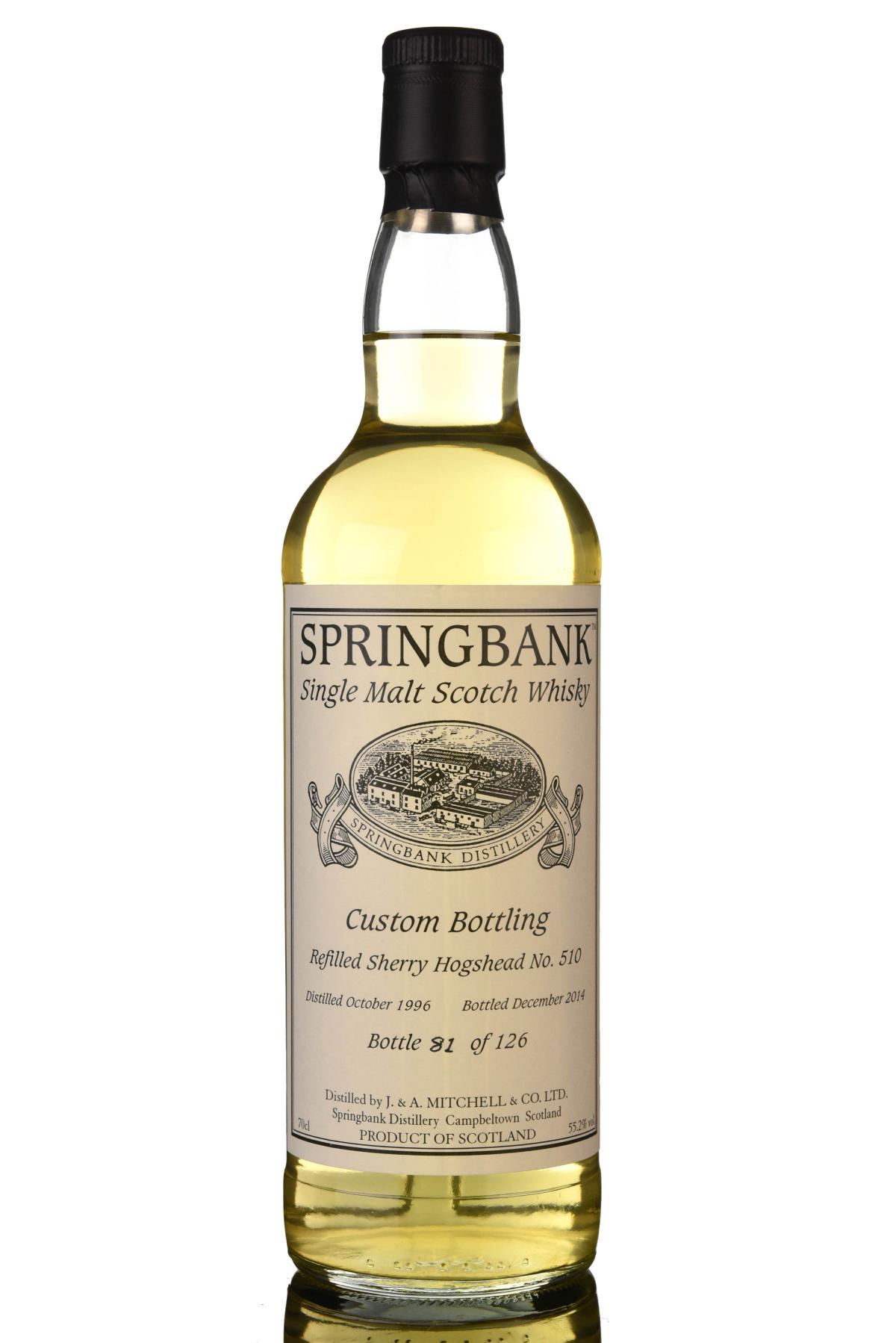 Springbank 1996-2014 - Custom Private Bottling - Single Cask 510