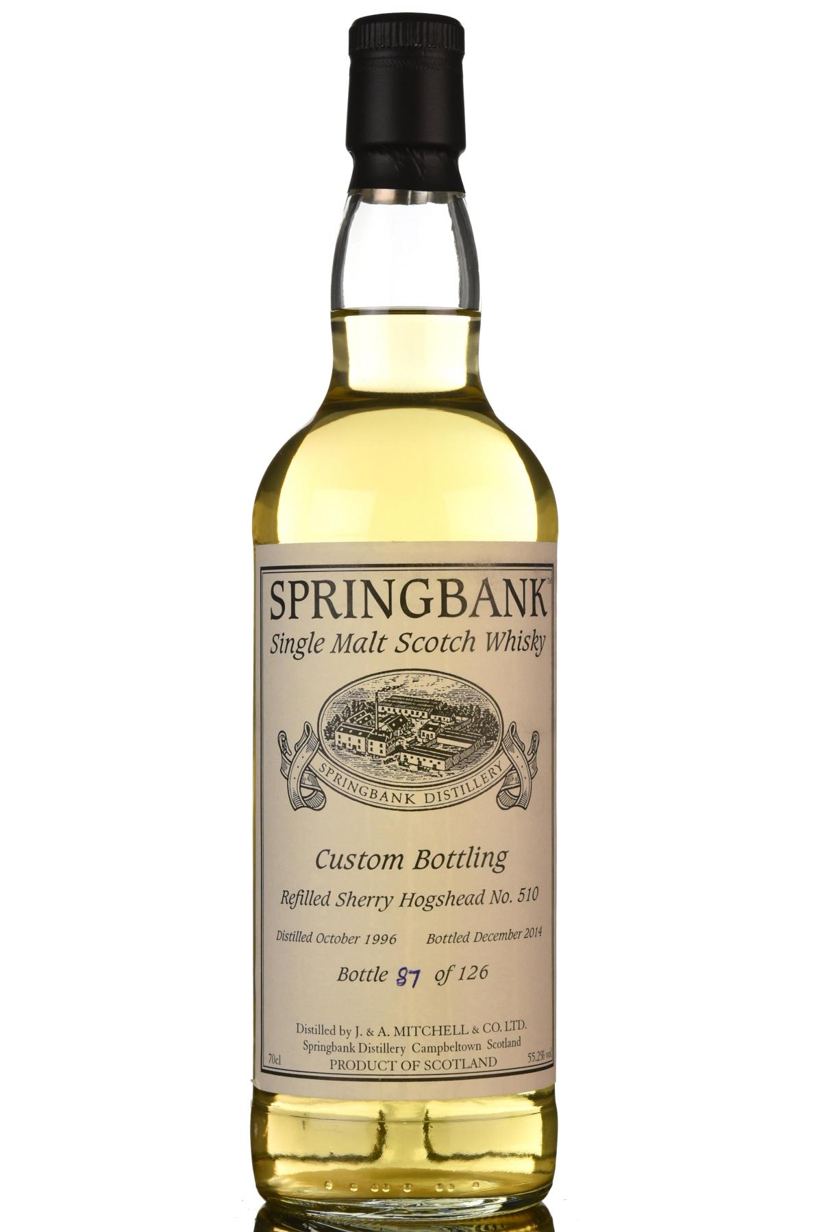 Springbank 1996-2014 - Custom Private Bottling - Single Cask 510