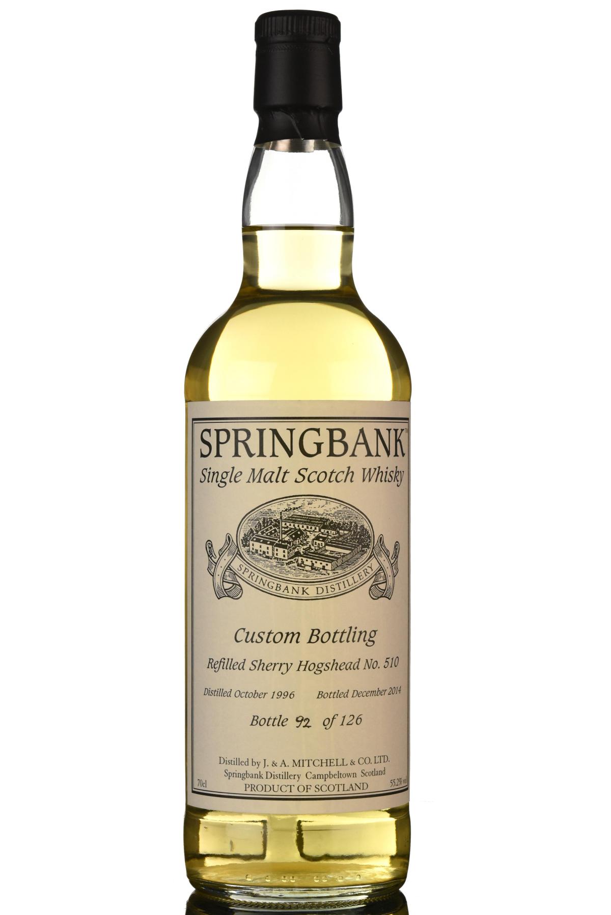 Springbank 1996-2014 - Custom Private Bottling - Single Cask 510