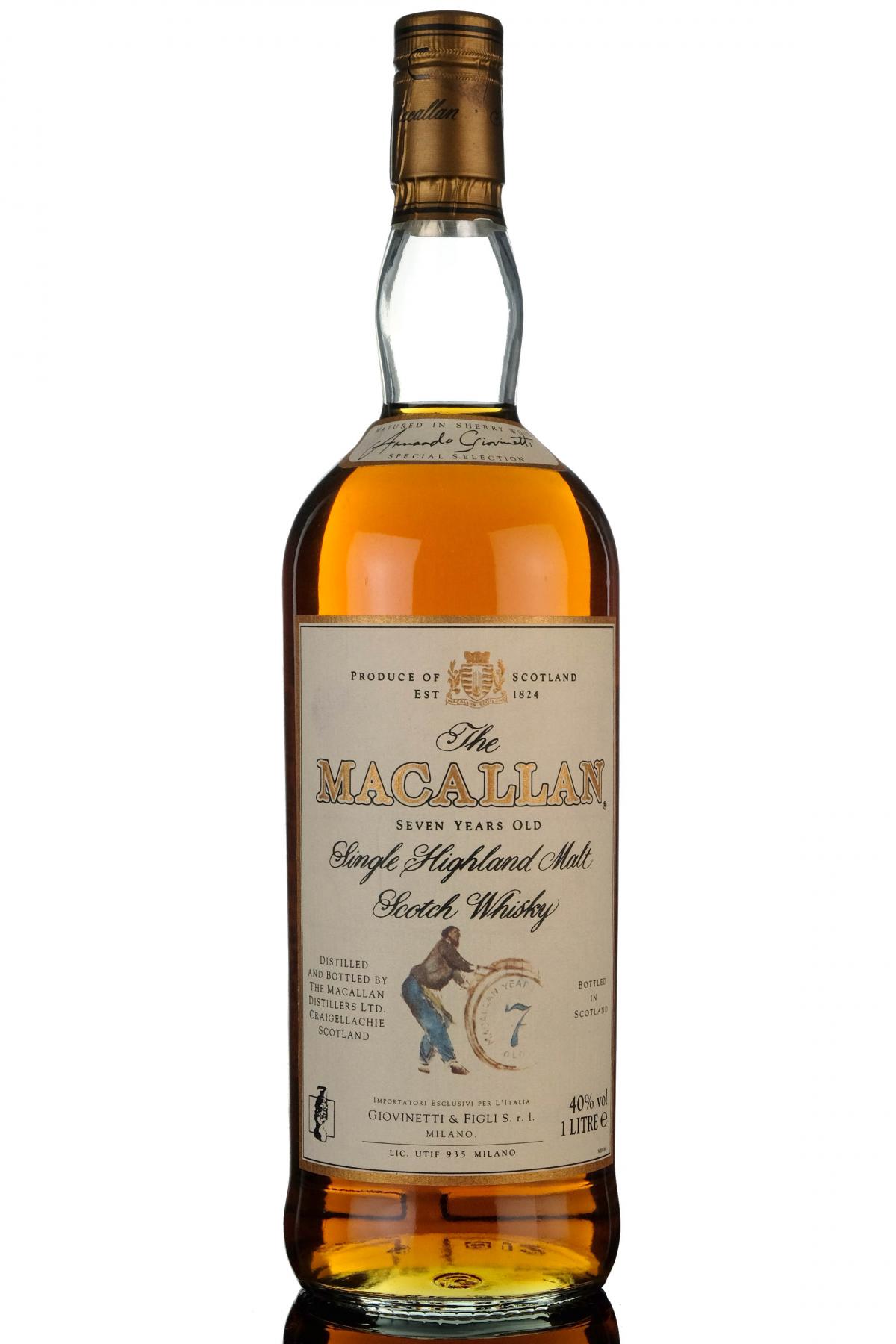 Macallan 7 Year Old - Giovinetti & Figli - 1 Litre