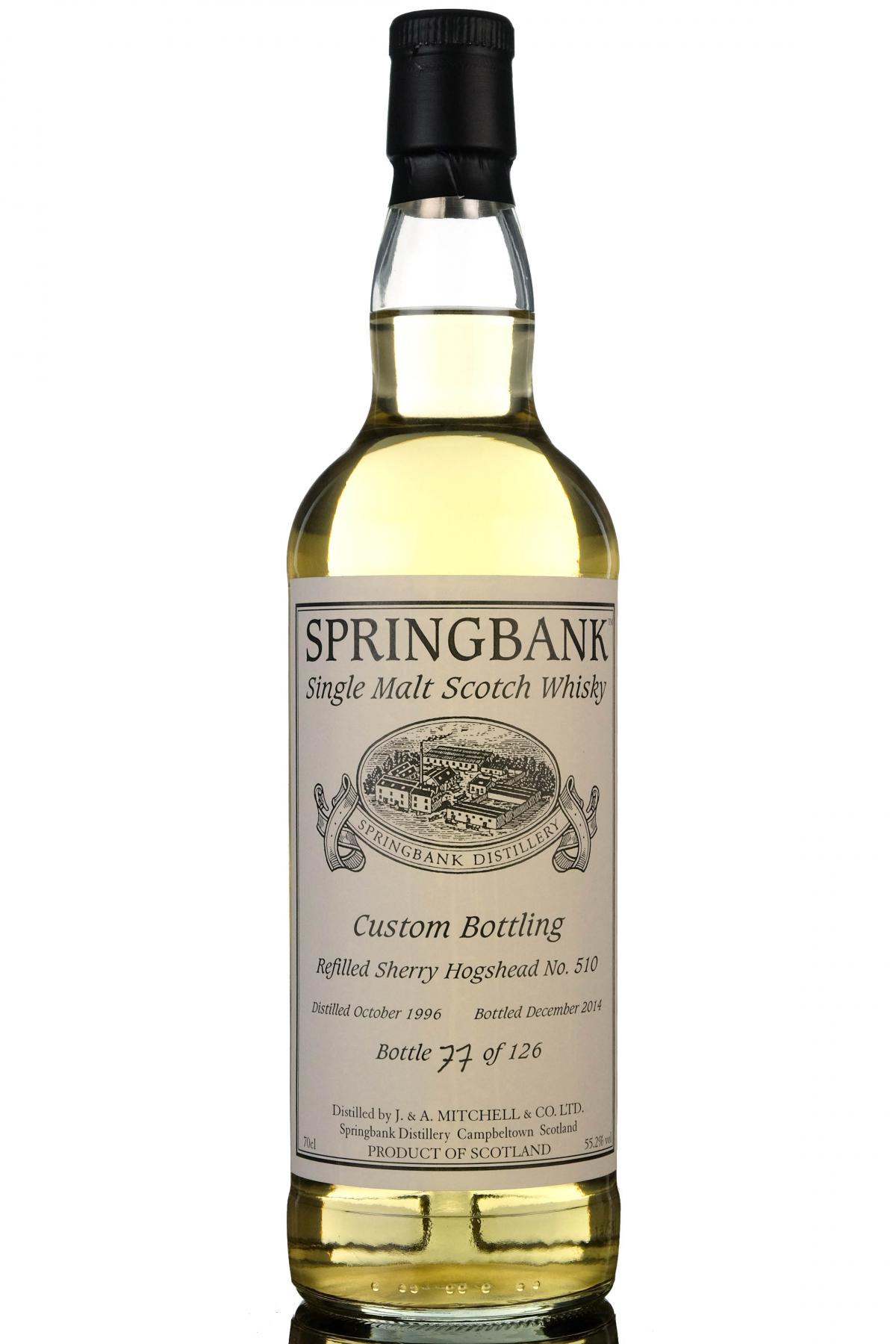 Springbank 1996-2014 - Custom Private Bottling - Single Cask 510