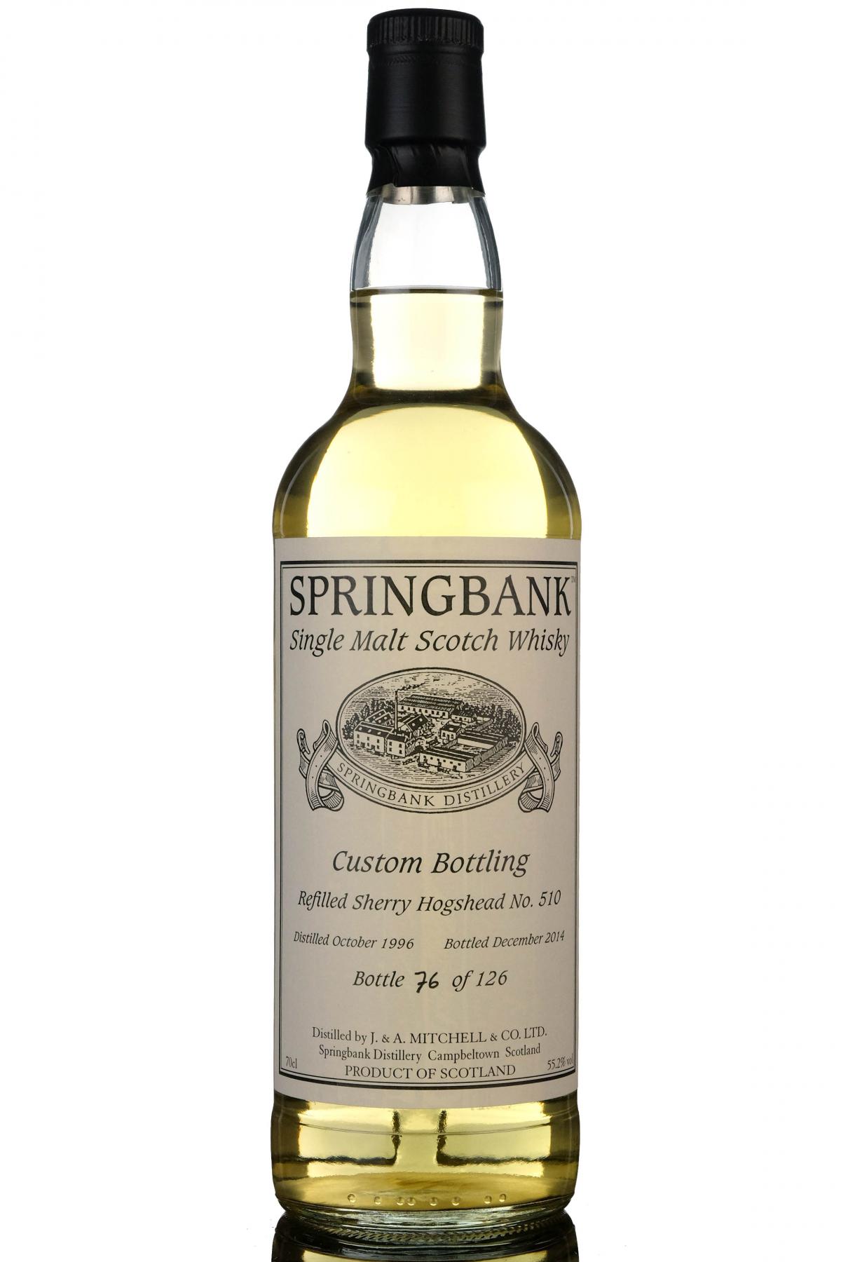 Springbank 1996-2014 - Custom Private Bottling - Single Cask 510