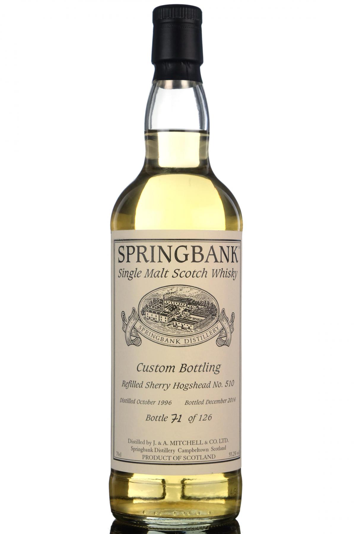 Springbank 1996-2014 - Custom Private Bottling - Single Cask 510