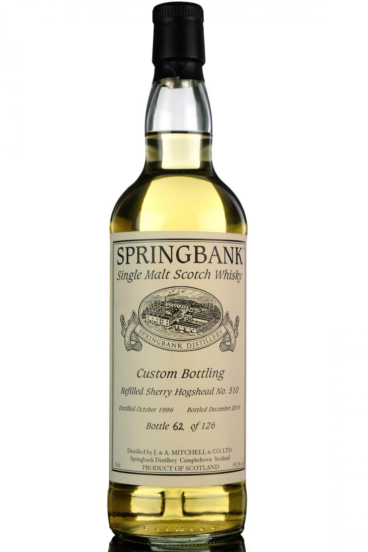 Springbank 1996-2014 - Custom Private Bottling - Single Cask 510