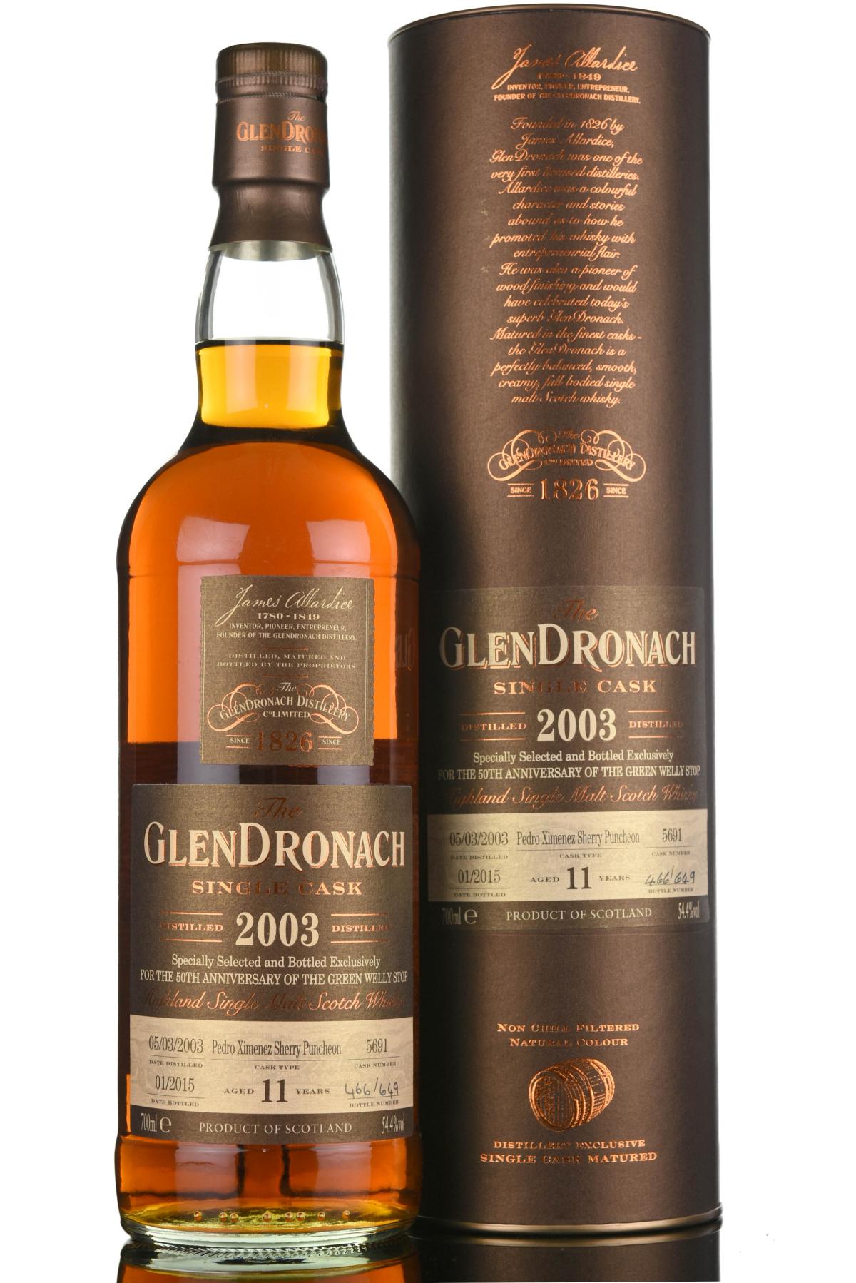 Glendronach 2003-2015 - 11 Year Old - Single Cask 5691 - Green Welly Stop