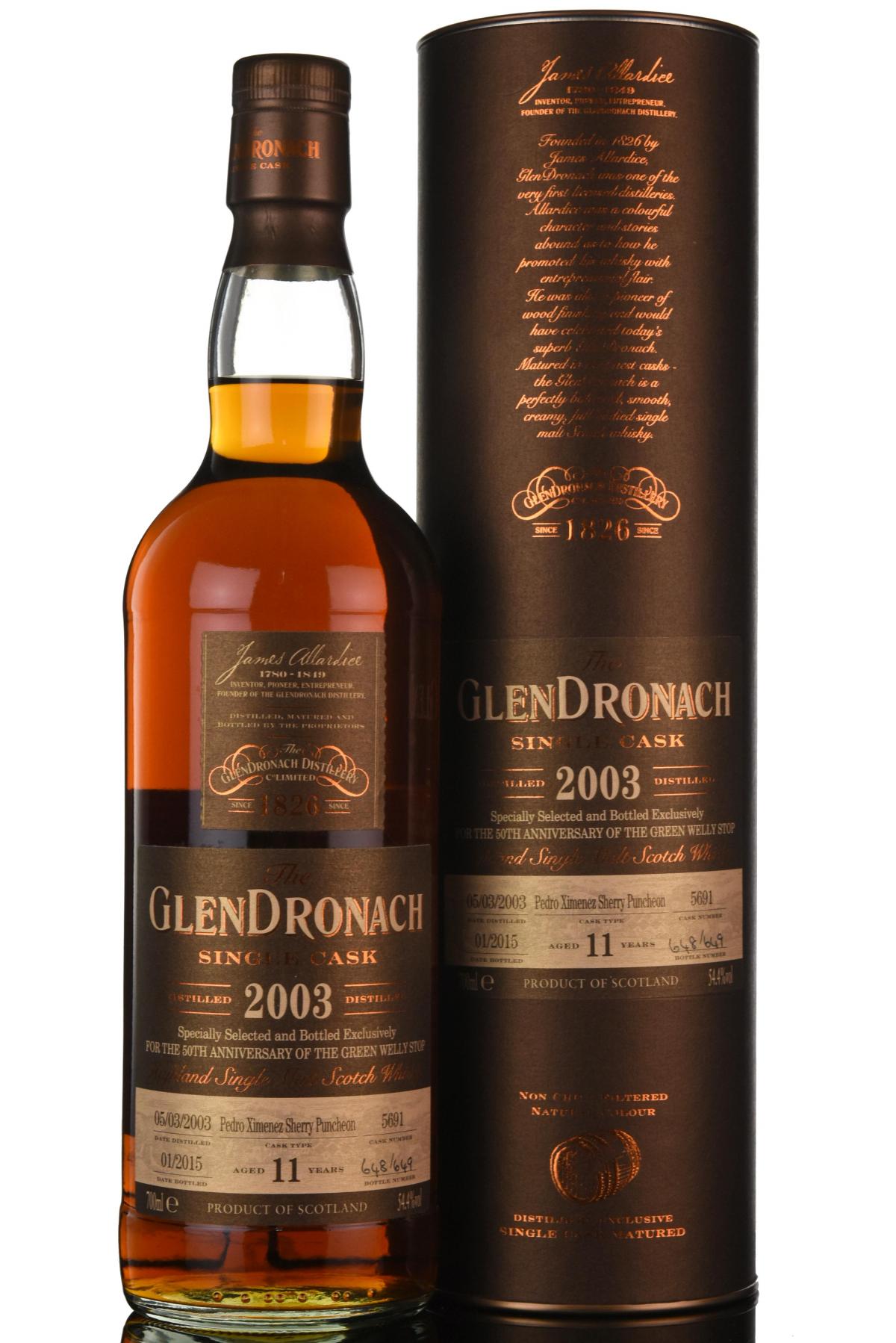 Glendronach 2003-2015 - 11 Year Old - Single Cask 5691 - Green Welly Stop