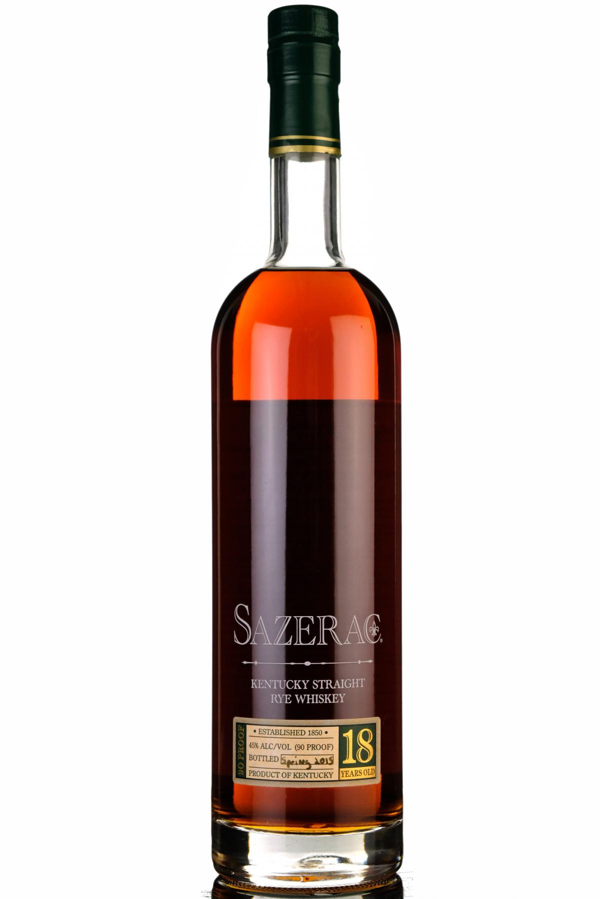 Sazerac 18 Year Old - Spring 2015 - Kentucky Straight Rye Whiskey