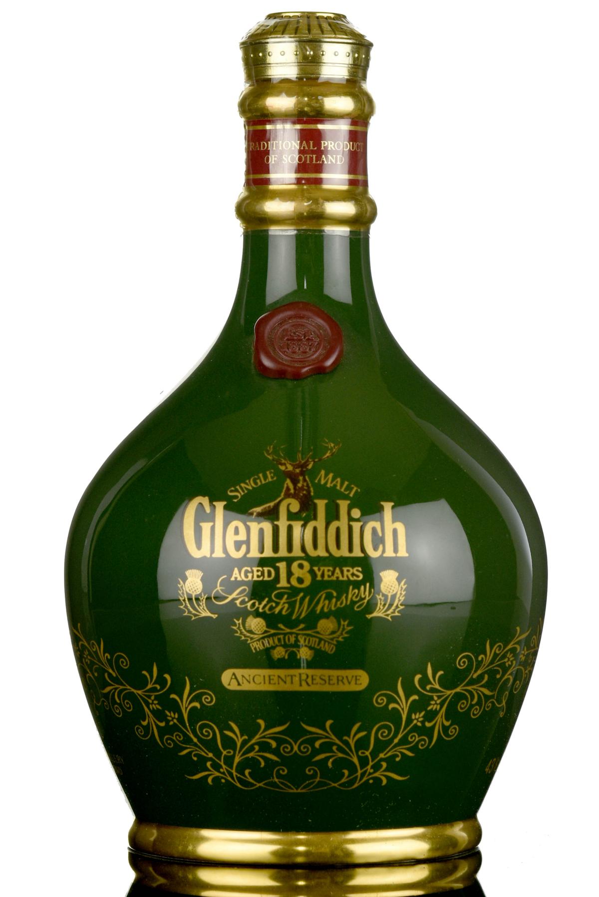 Glenfiddich 18 Year Old - Ancient Reserve - Green Ceramic - 1990s