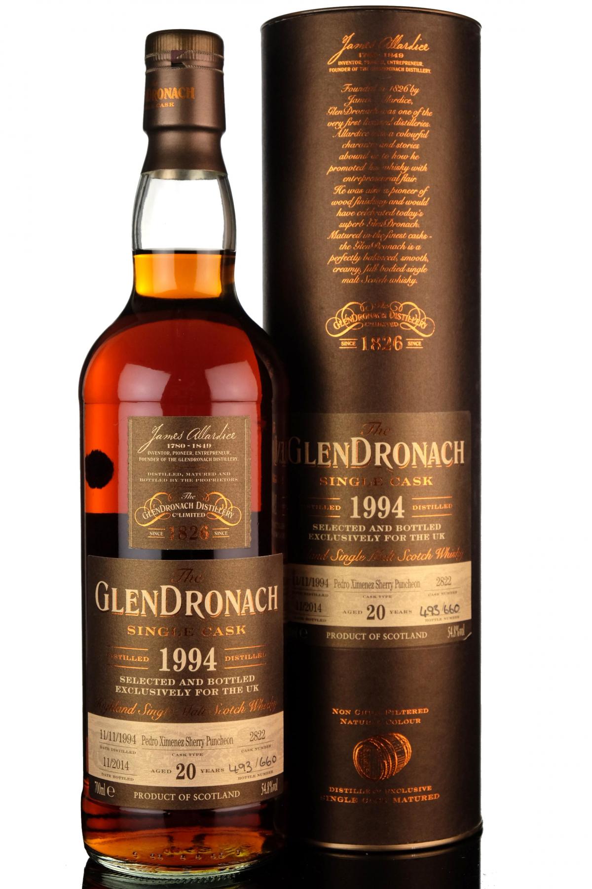 Glendronach 1994-2014 - 20 Year Old - Single Cask 2822 - UK Exclusive