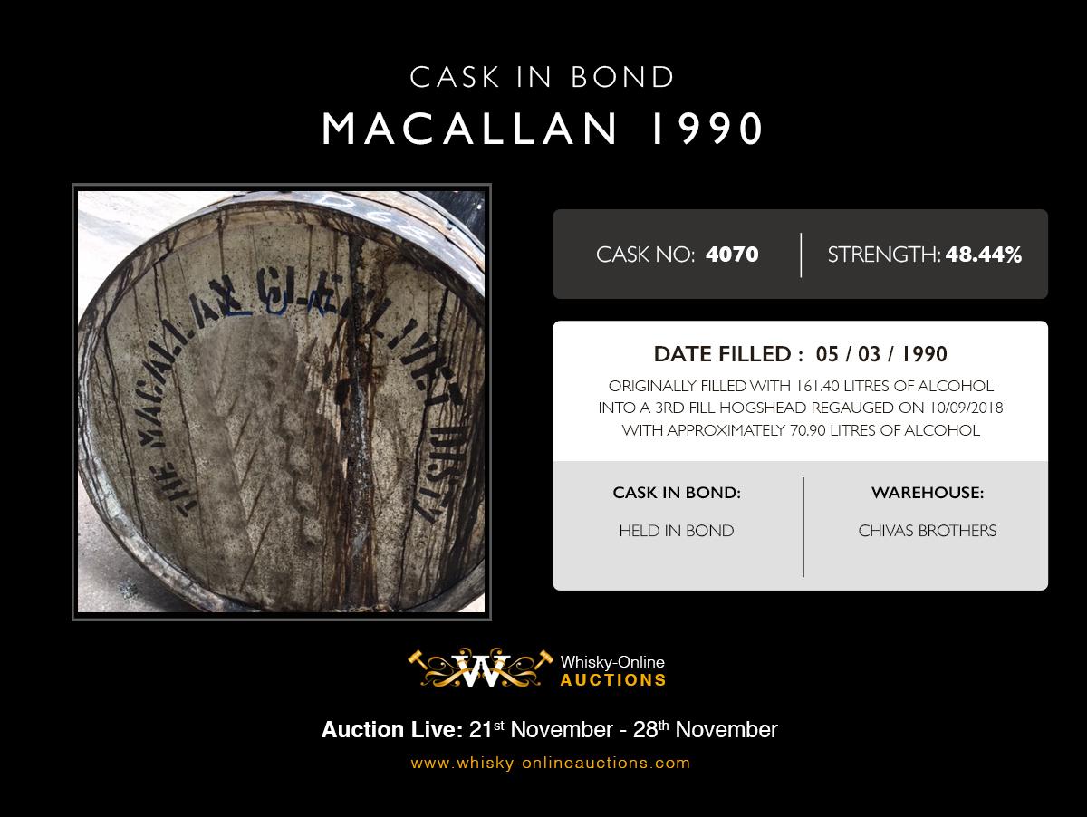 1 Hogshead Of Macallan 1990 - Cask 4070 - Held In Bond