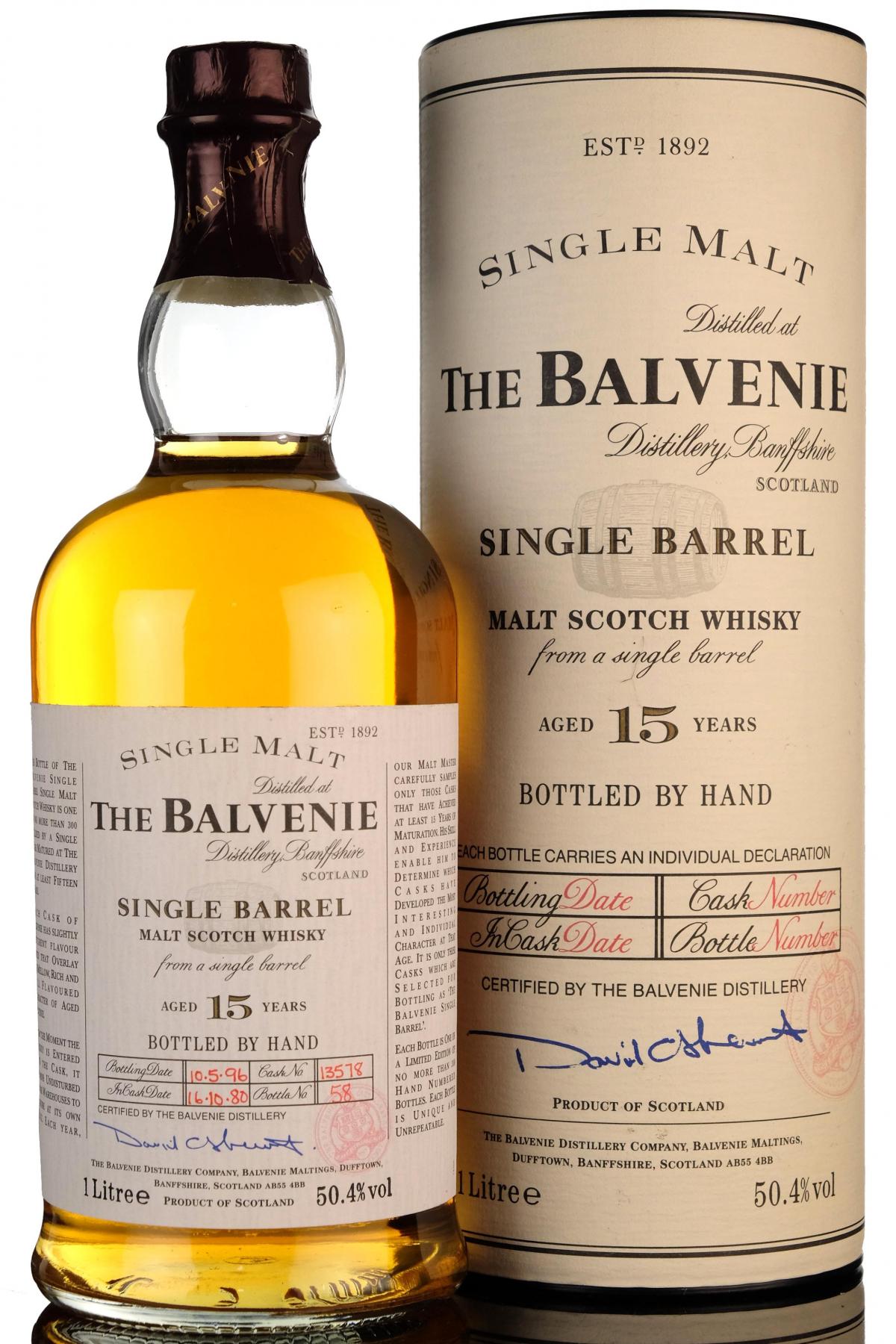 Balvenie 1980-1996 - 15 Year Old - Single Barrel - 1 Litre