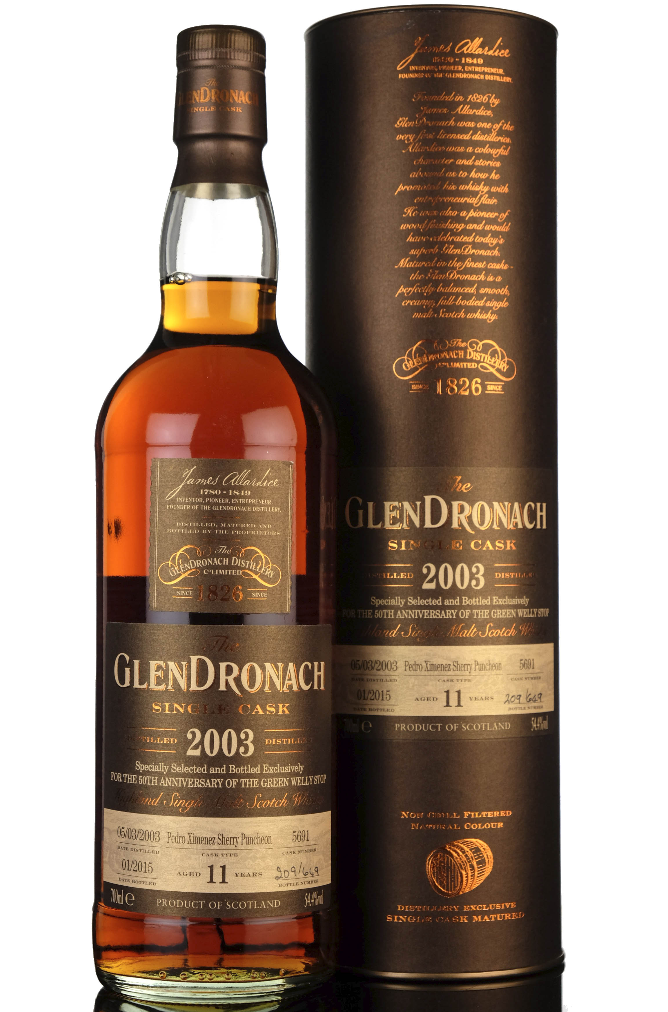 Glendronach 2003-2015 - 11 Year Old - Single Cask 5691 - Green Welly Stop