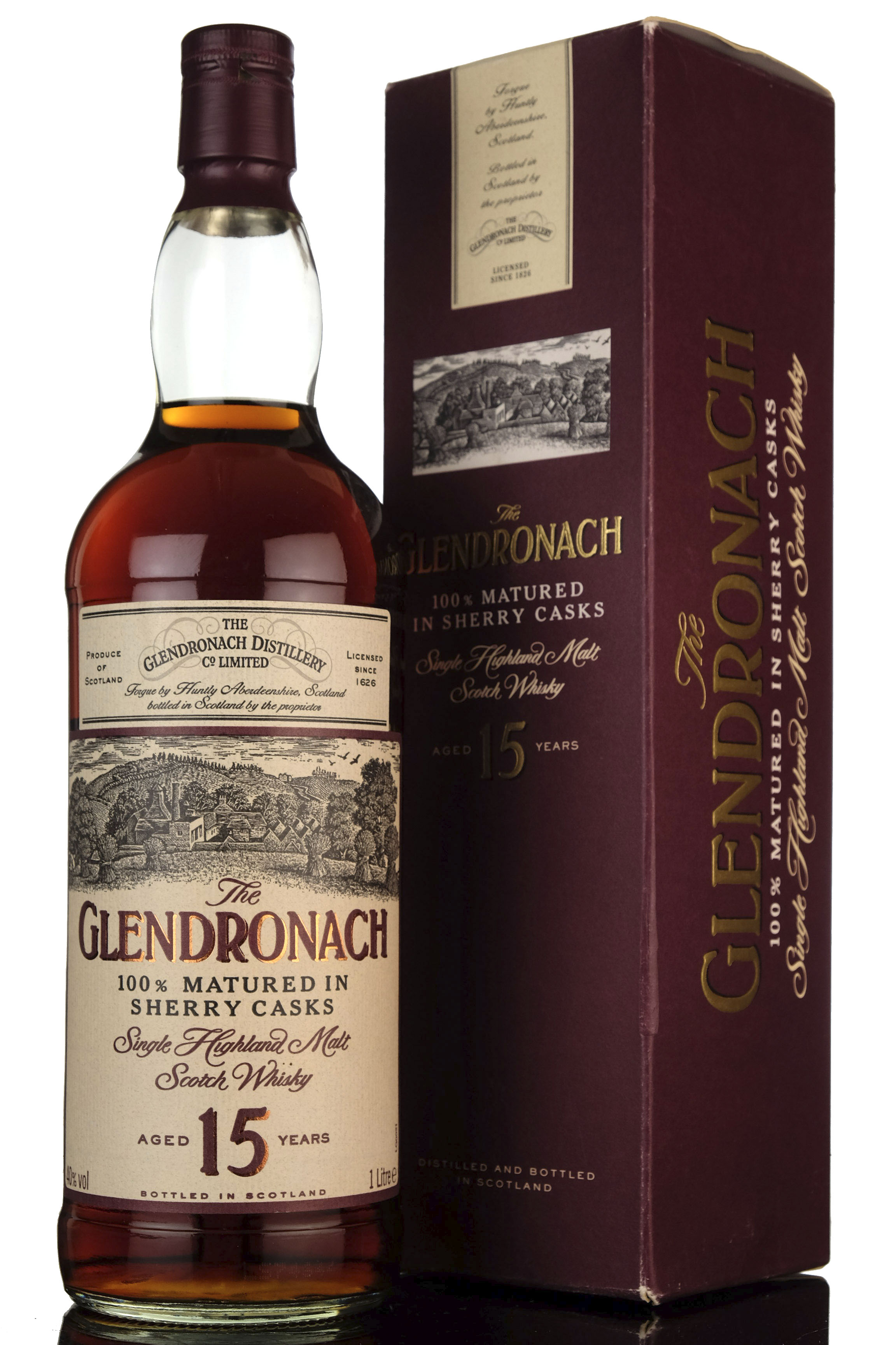 Glendronach 15 Year Old - Sherry Cask - 1990s - 1 Litre