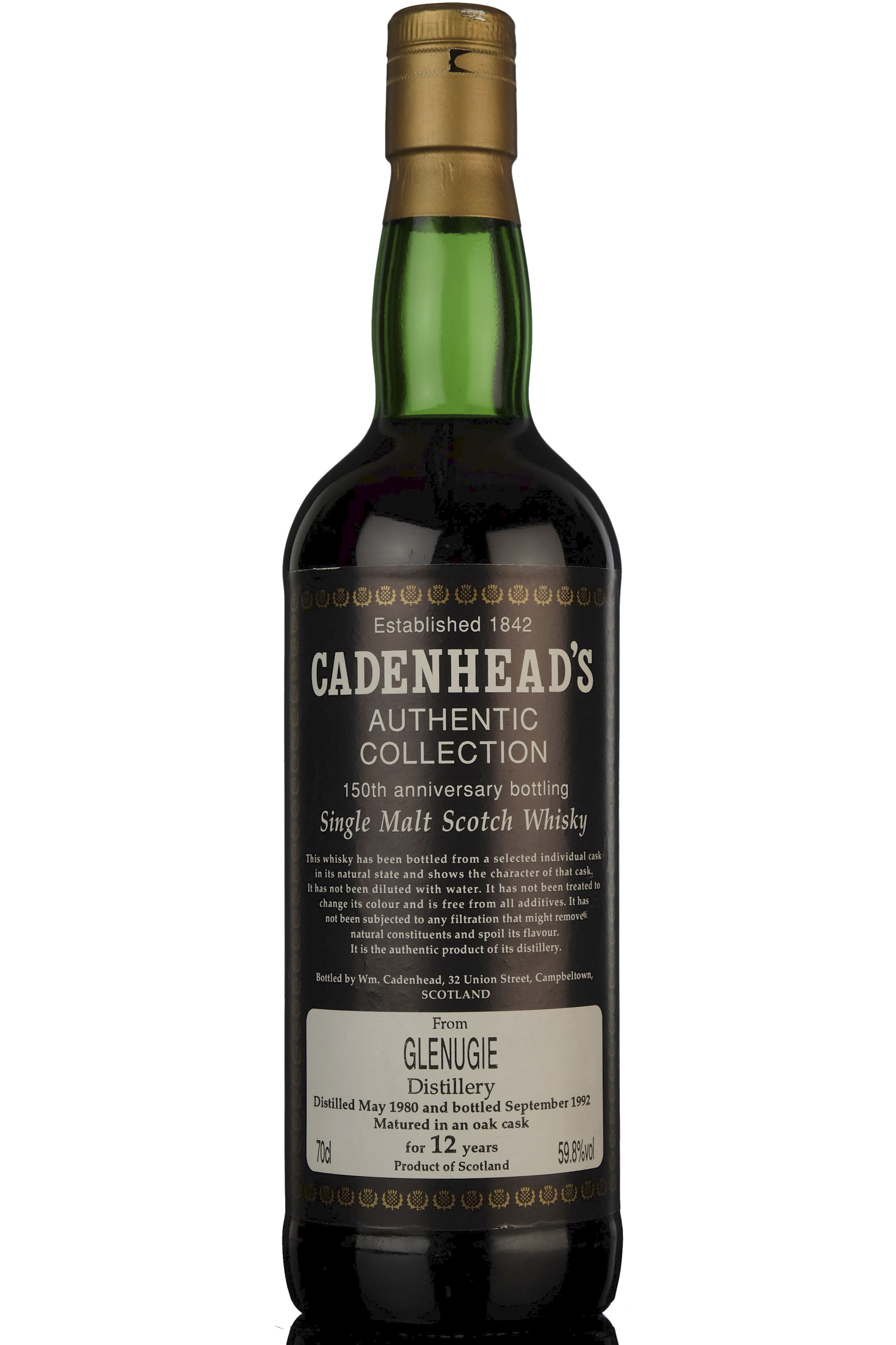 Glenugie 1980-1992 - 12 Year Old - Cadenheads Authentic Collection - 150th Anniversary - S