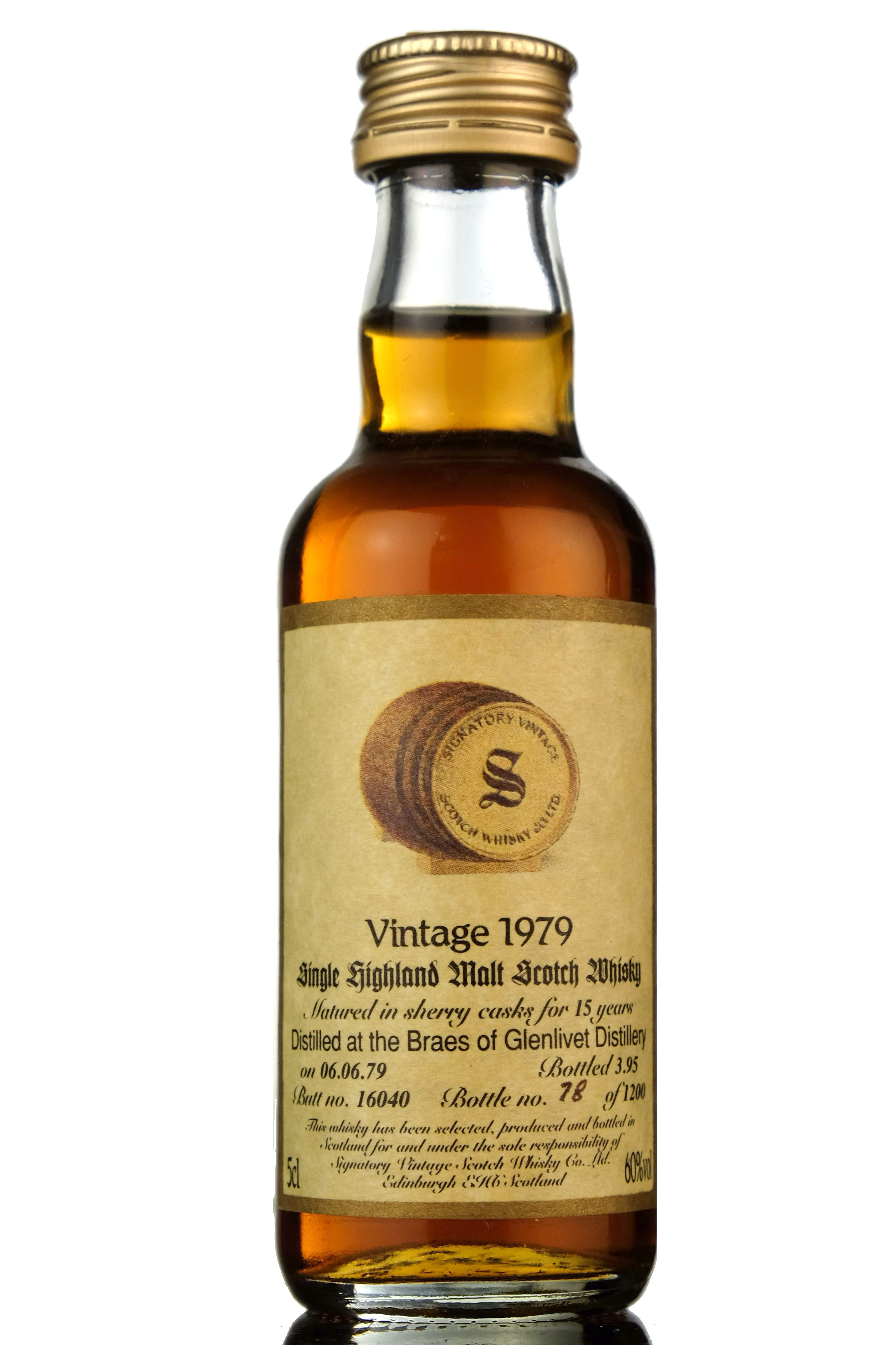 Braes Of Glenlivet 1979-1995 - 15 Year Old - Signatory Vintage Miniature