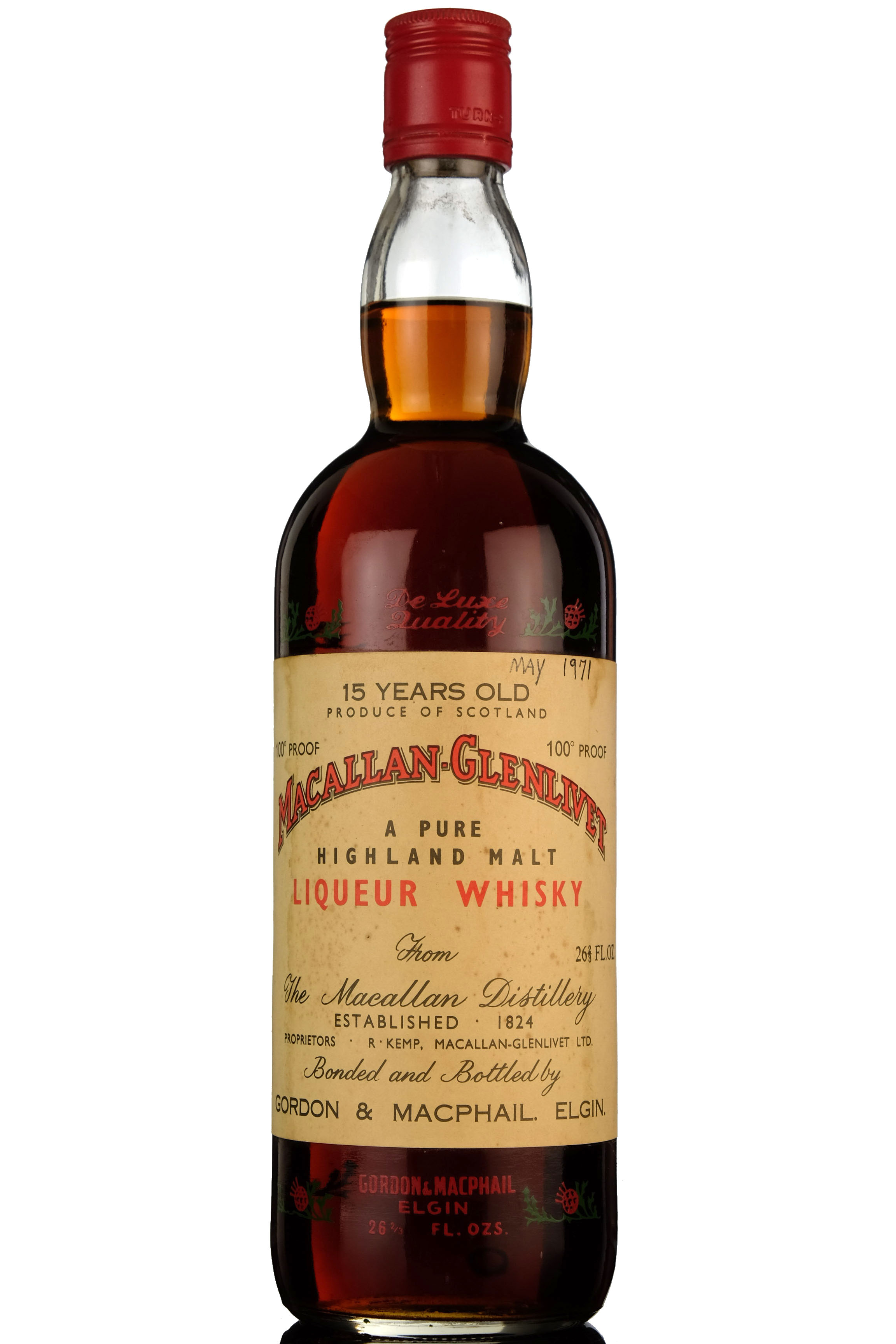 Macallan 15 Year Old - Liqueur Whisky - Gordon & MacPhail - Early 1970s - 100 Proof