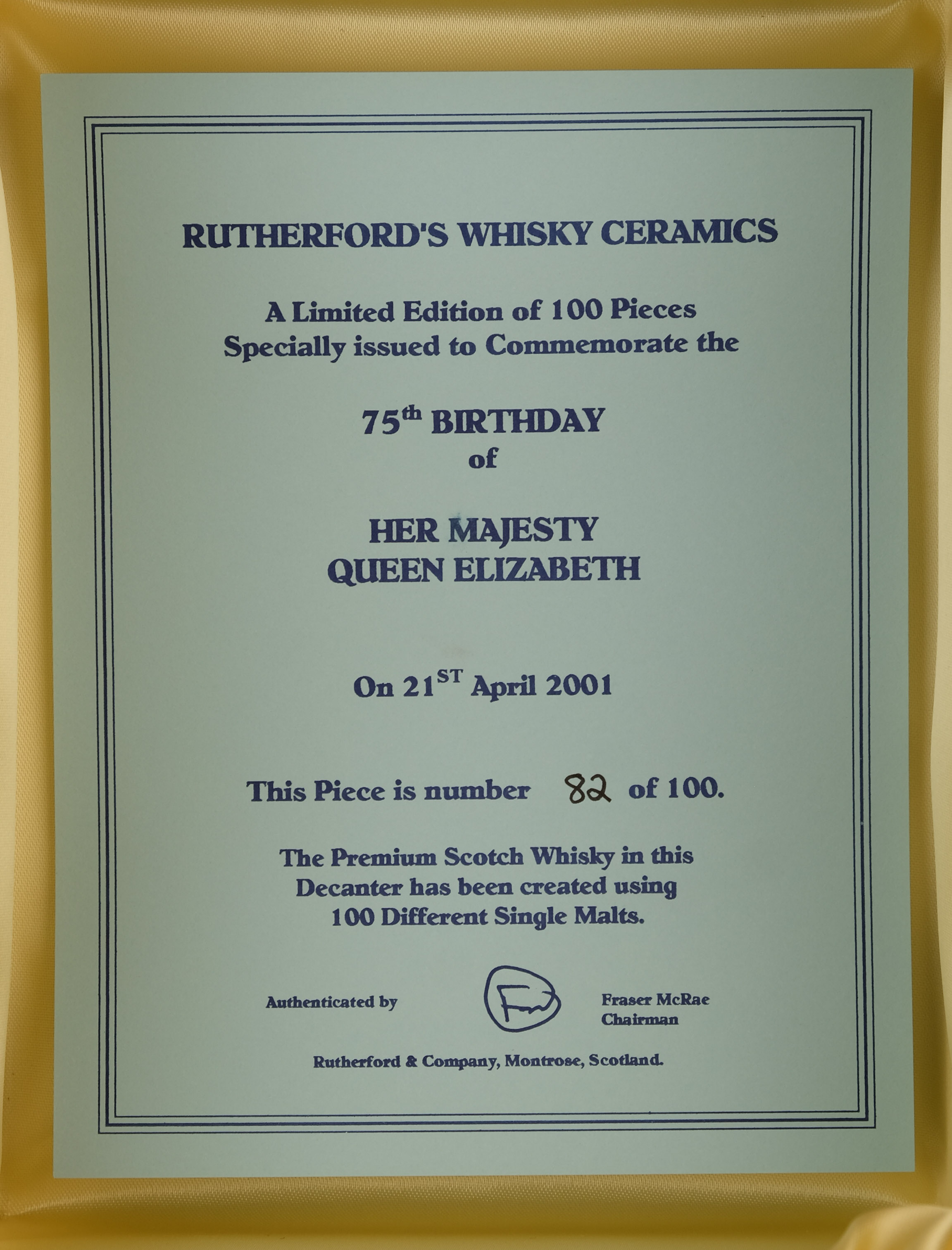 Rutherfords To Commemorate The 75th Birthday Of Her Majesty Queen Elizabeth