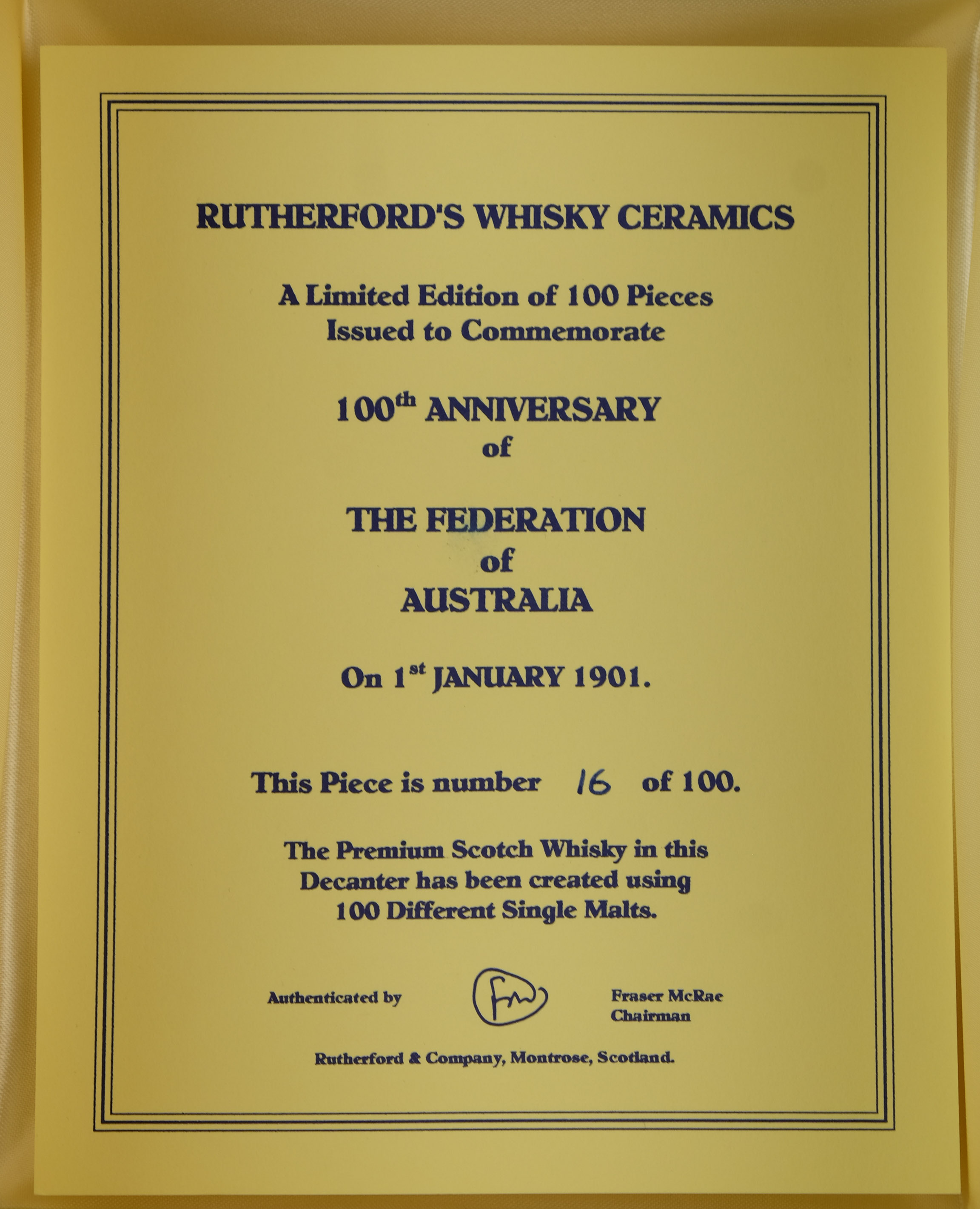 To Commemorate the 100th Anniversary of the Federation of Australia - Rutherfords Ceramics
