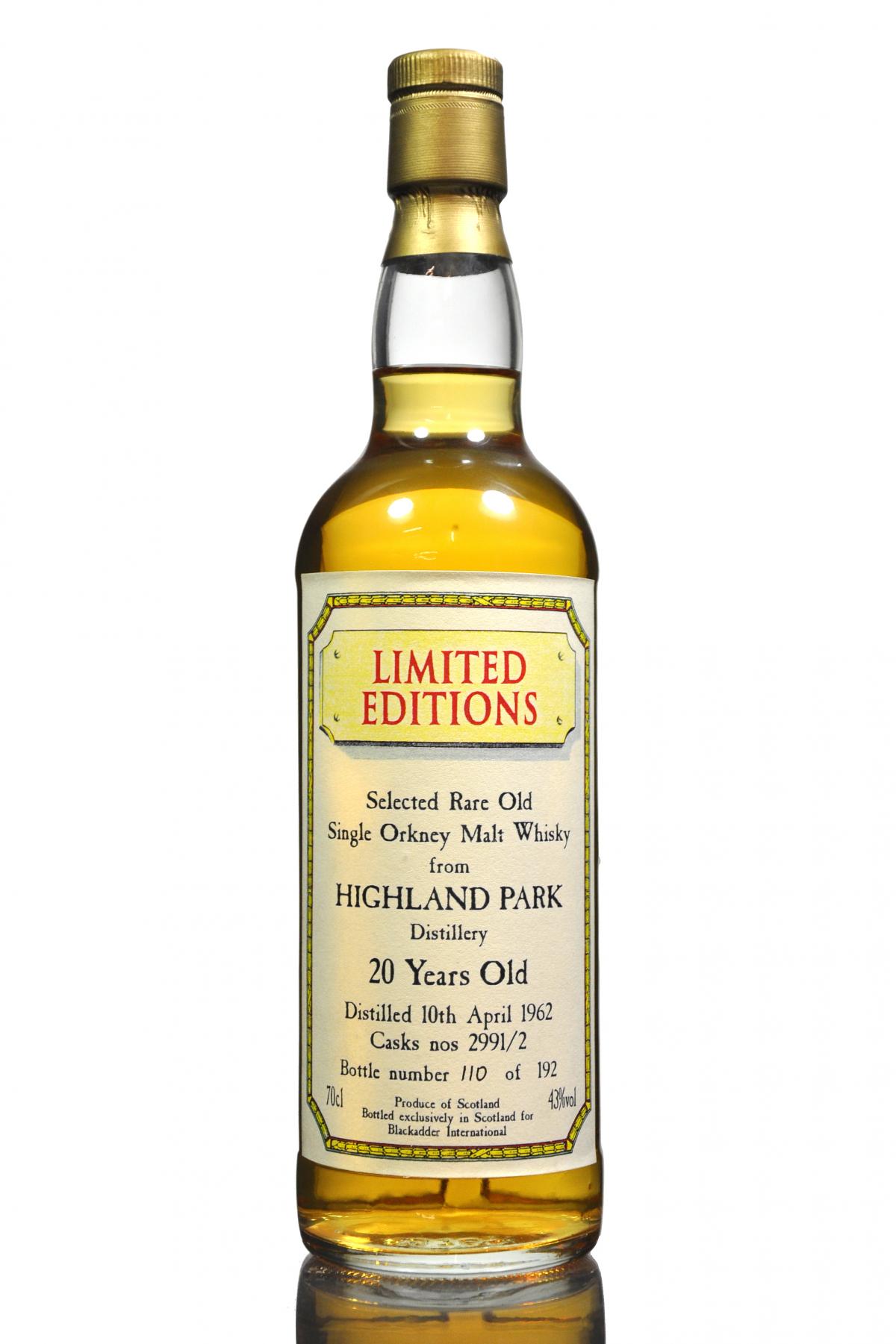 Highland Park 1962 - 20 Year Old - Blackadder - 192 Bottles