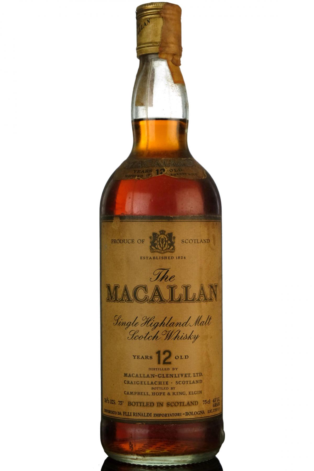 Macallan 12 Year Old - Campbell Hope & King - Rinaldi Import - 1970s