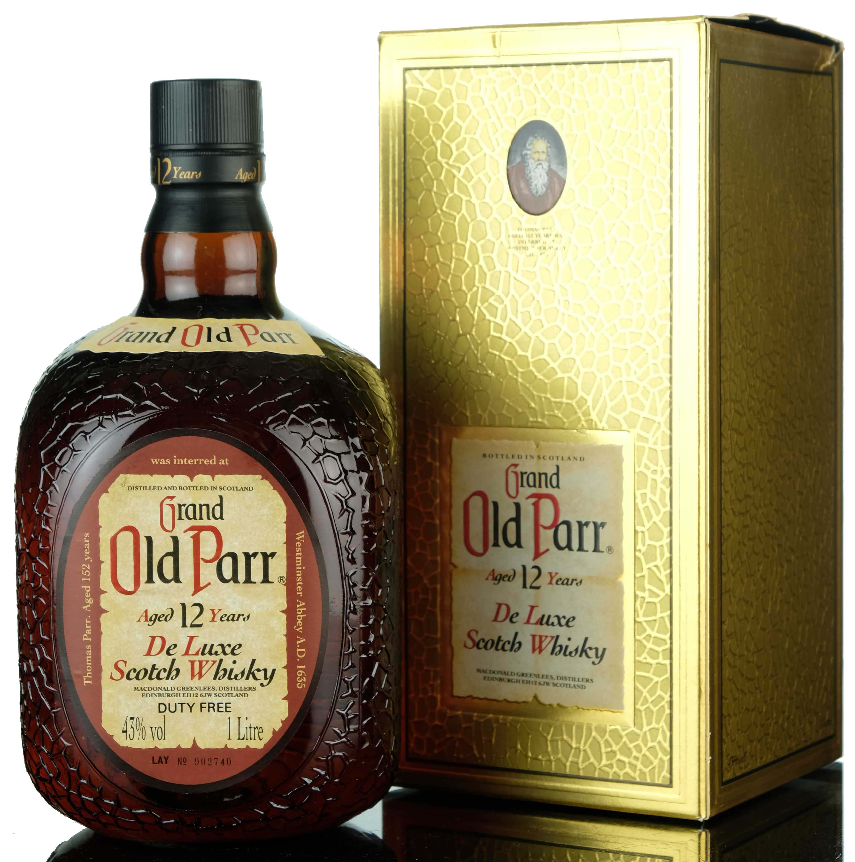 Grand Old Parr 12 Year Old - De Luxe - 1990s - 1 Litre