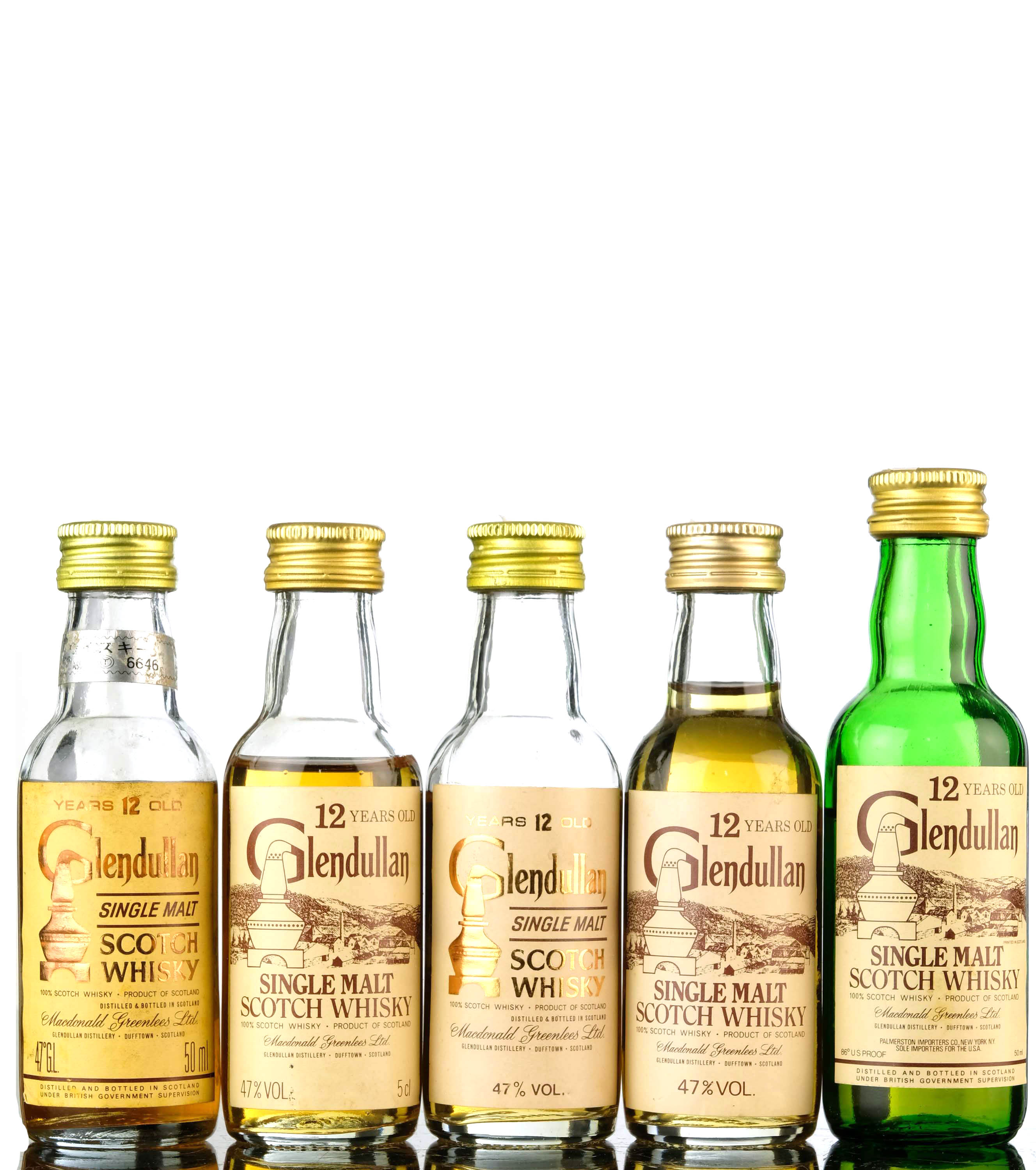 5 x Glendullan 12 Year Old Miniatures