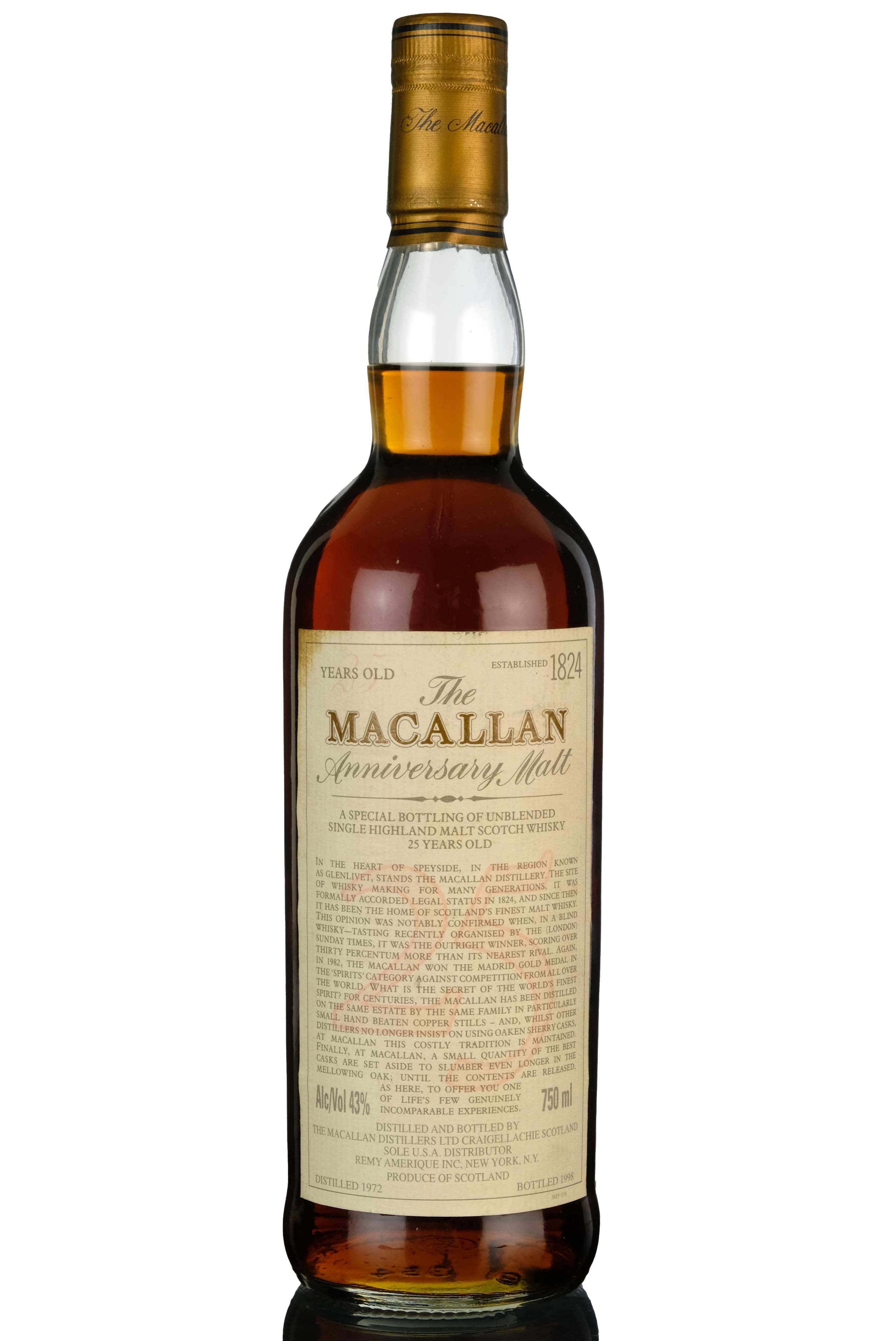 Macallan 1972-1998 - 25 Year Old - Anniversary Malt - USA Market
