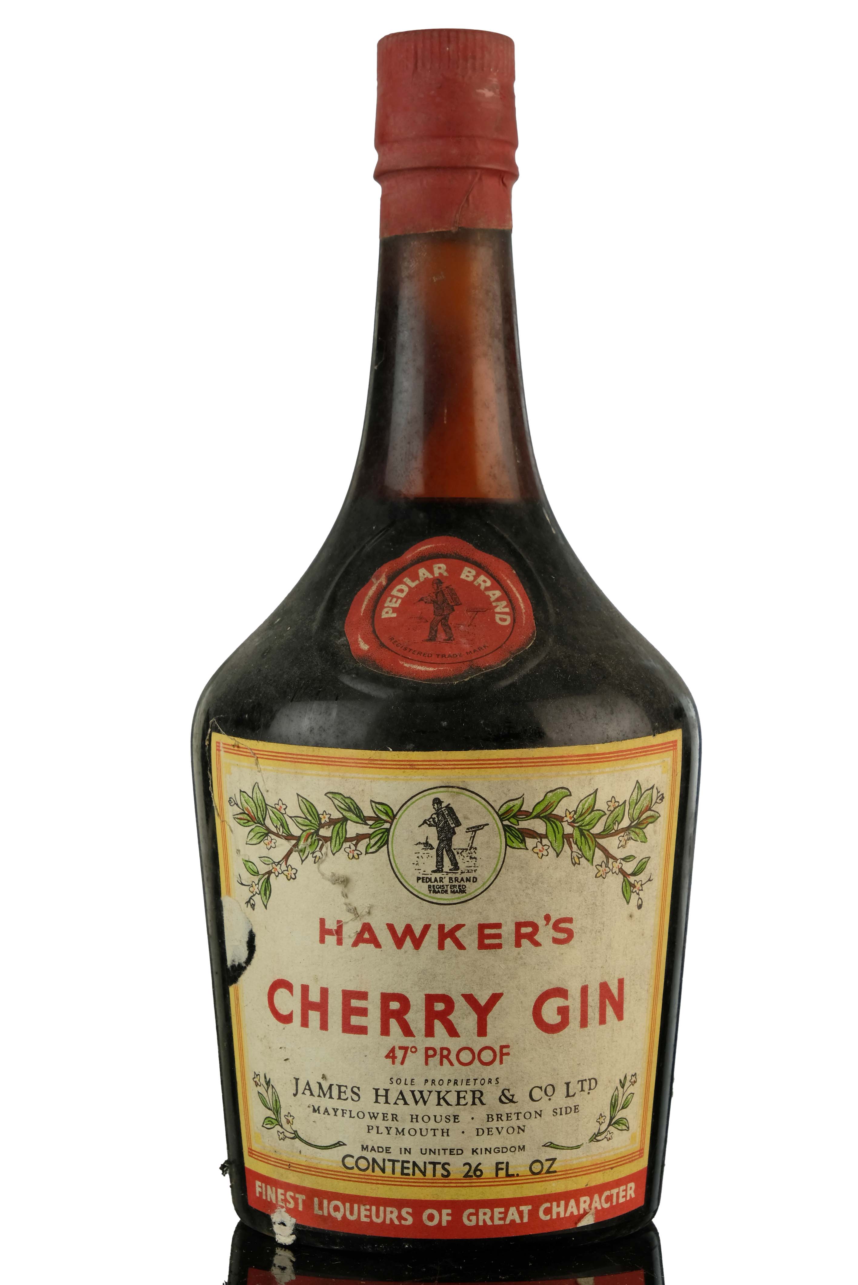 Hawkers Pedlar Cherry Gin - 1950s
